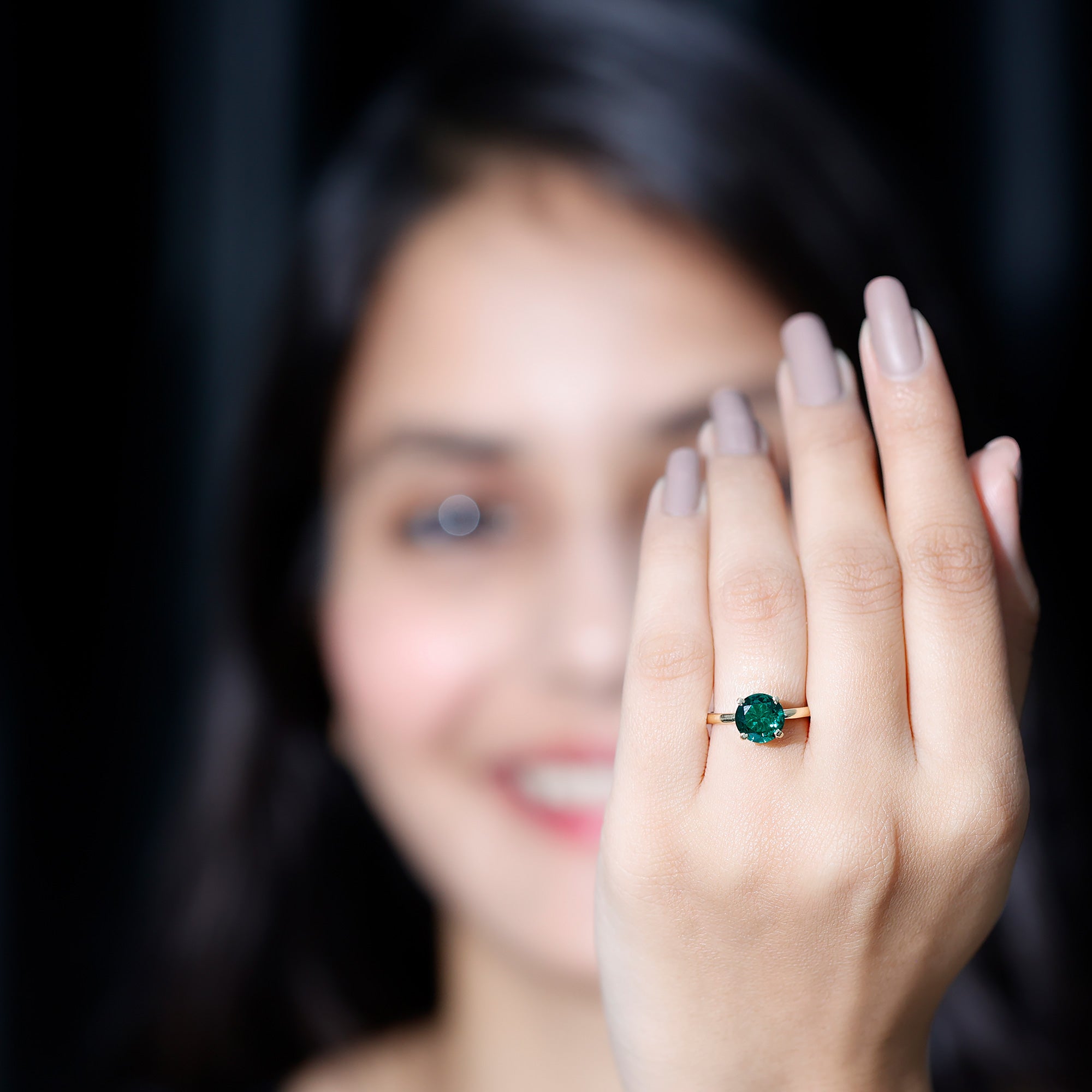 Certified 2 Carat Lab Grown Emerald Solitaire Engagement Ring AAAA - Rosec Jewels