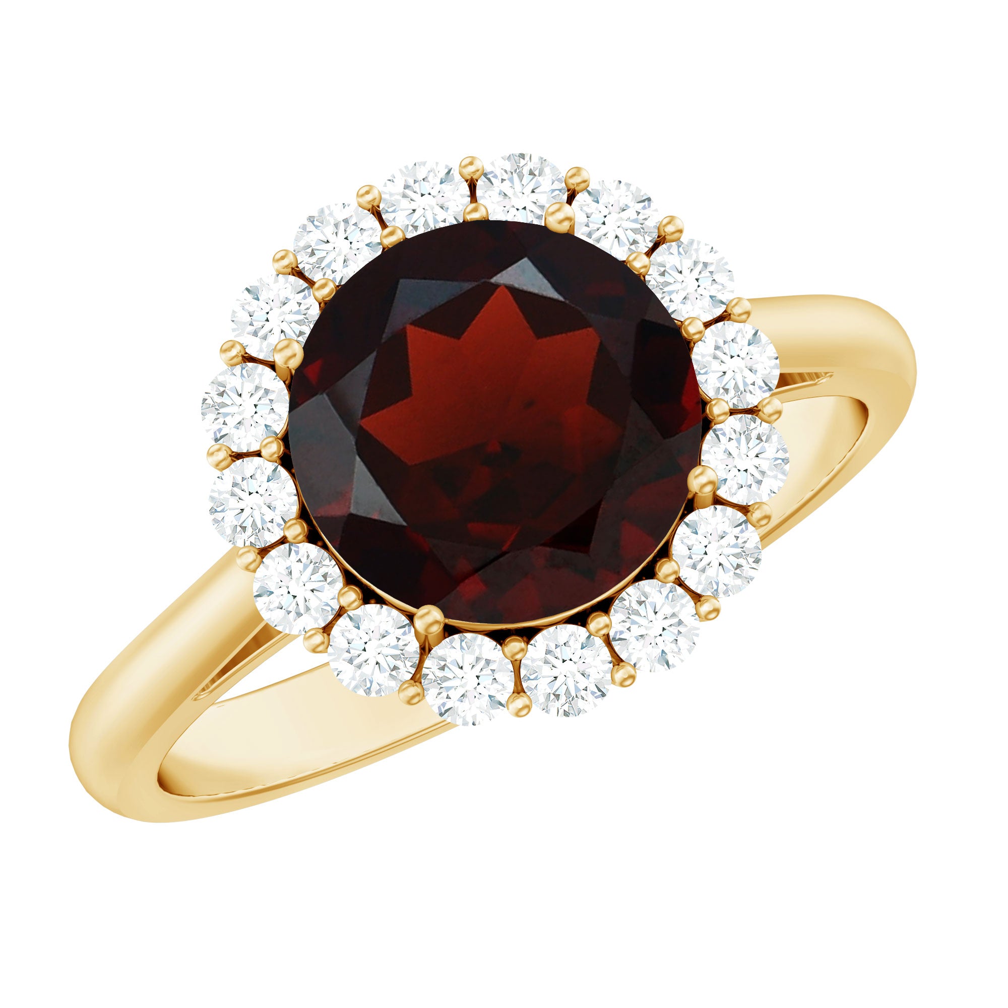 Certified 2.3 Carat Real Garnet Engagement Ring with Diamond Halo AAA - Rosec Jewels