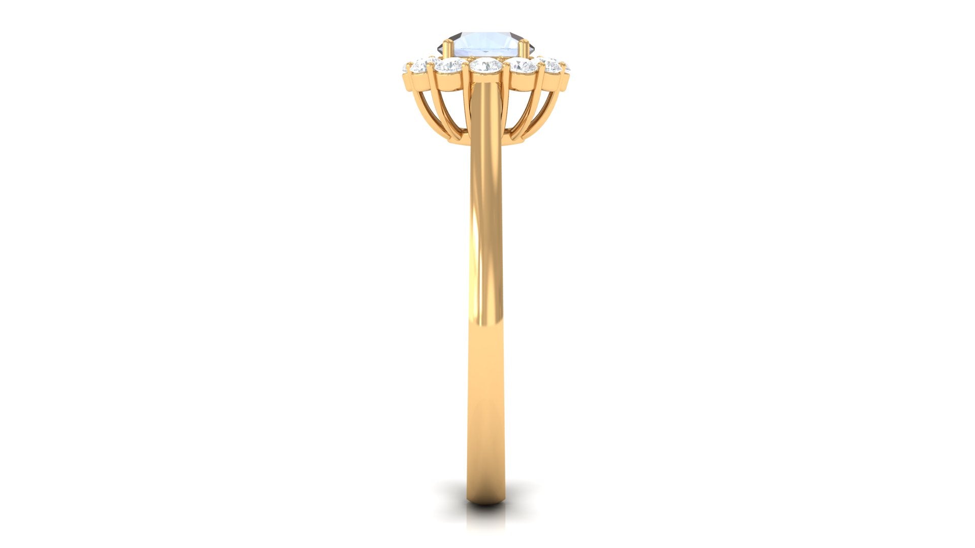 1 CT Moonstone and Diamond Floating Halo Engagement Ring AAA - Rosec Jewels