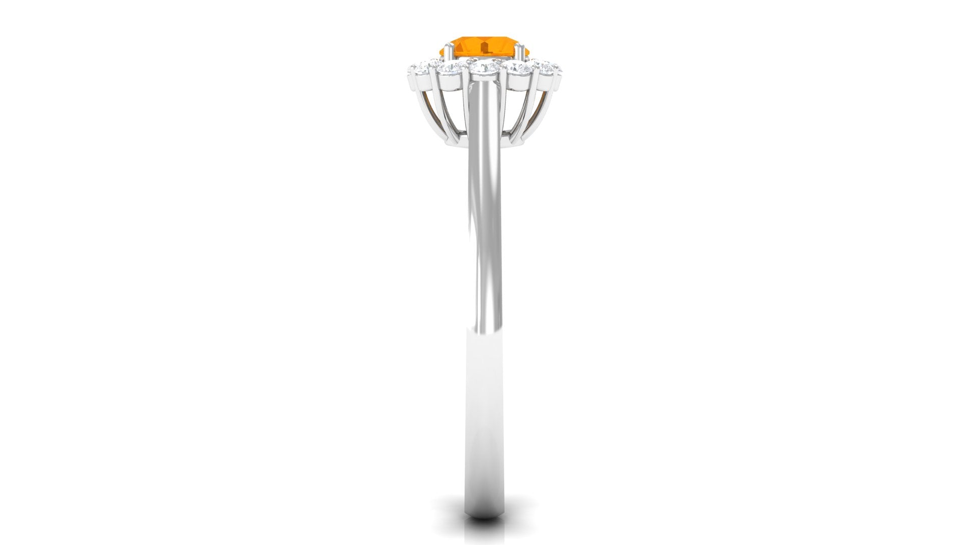 1 CT Fire Opal and Diamond Floating Halo Engagement Ring AAA - Rosec Jewels