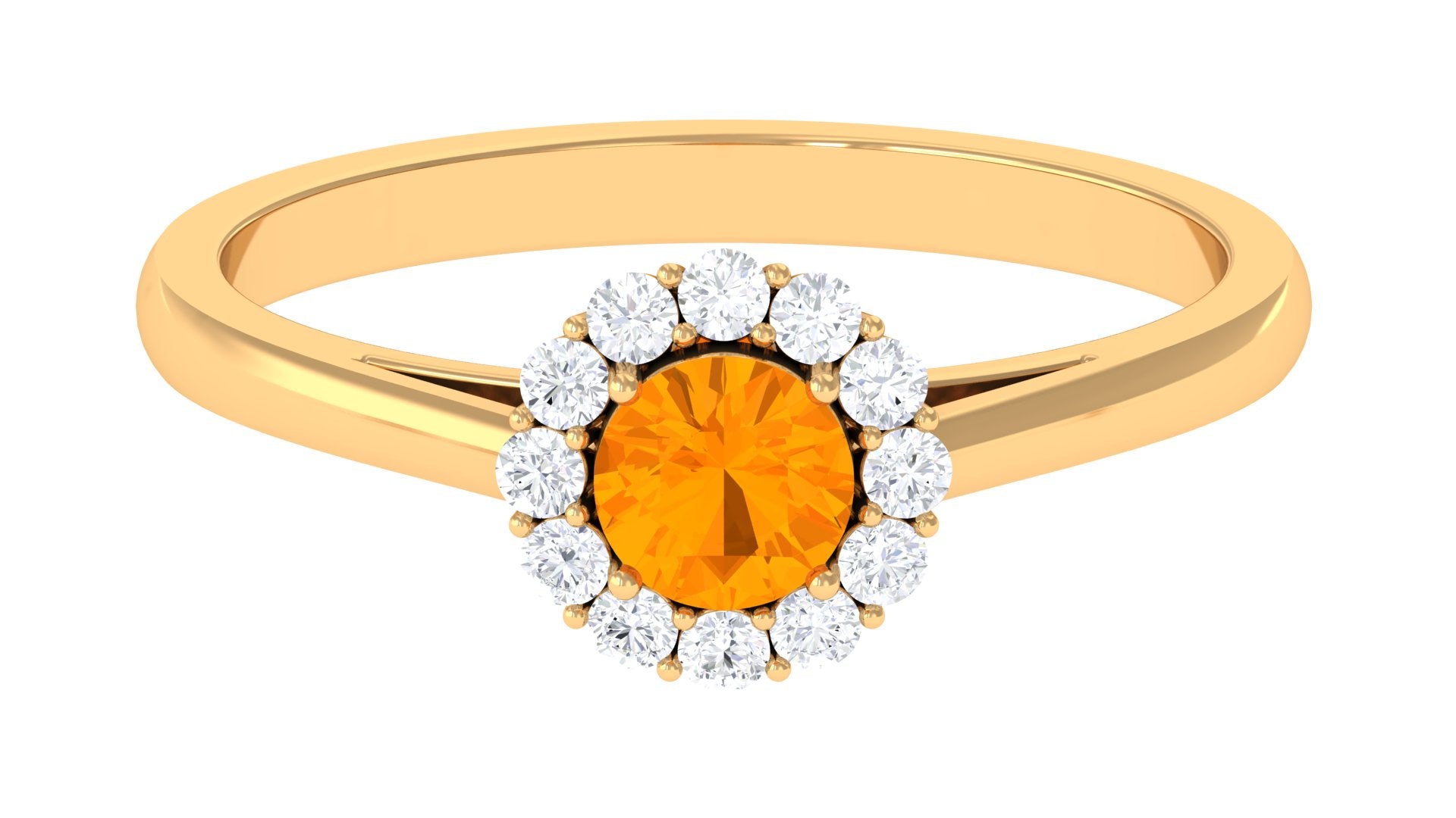 1 CT Fire Opal and Diamond Floating Halo Engagement Ring AAA - Rosec Jewels