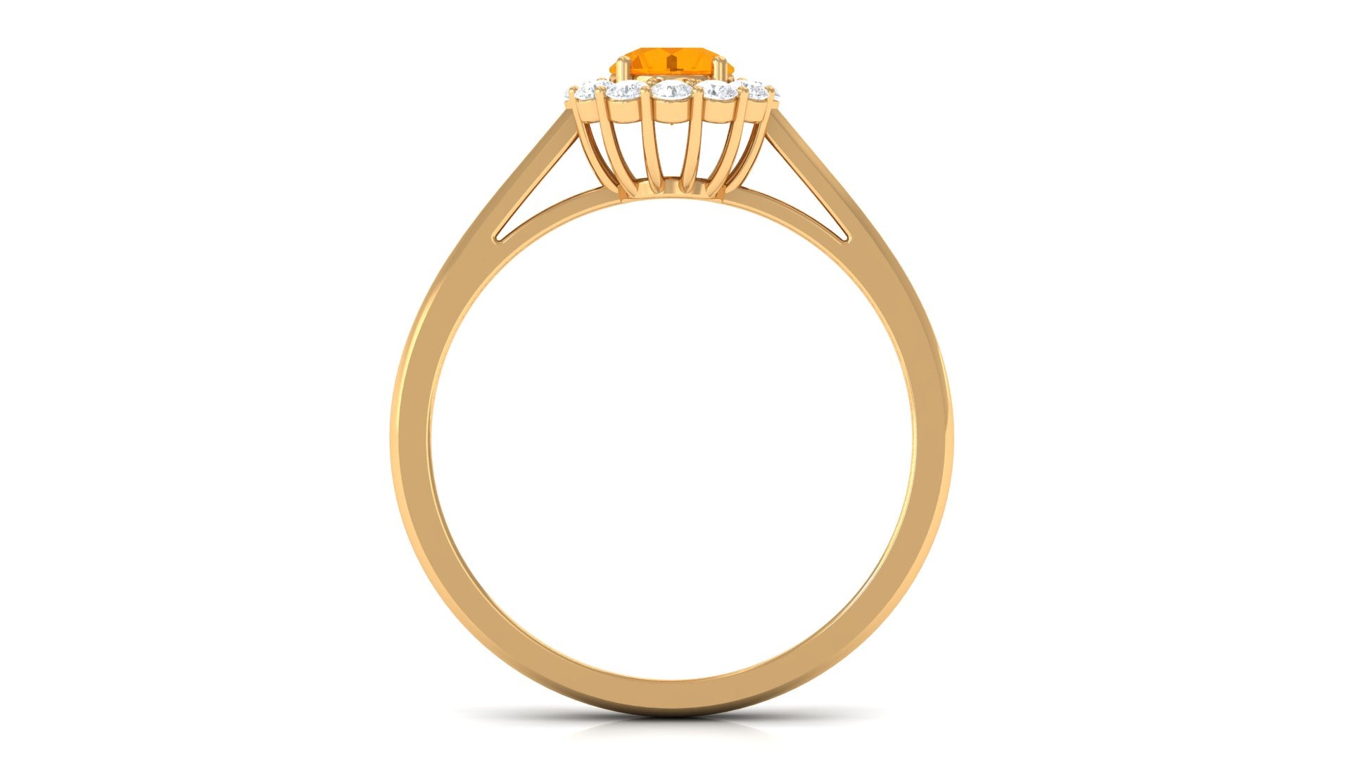 1 CT Fire Opal and Diamond Floating Halo Engagement Ring AAA - Rosec Jewels