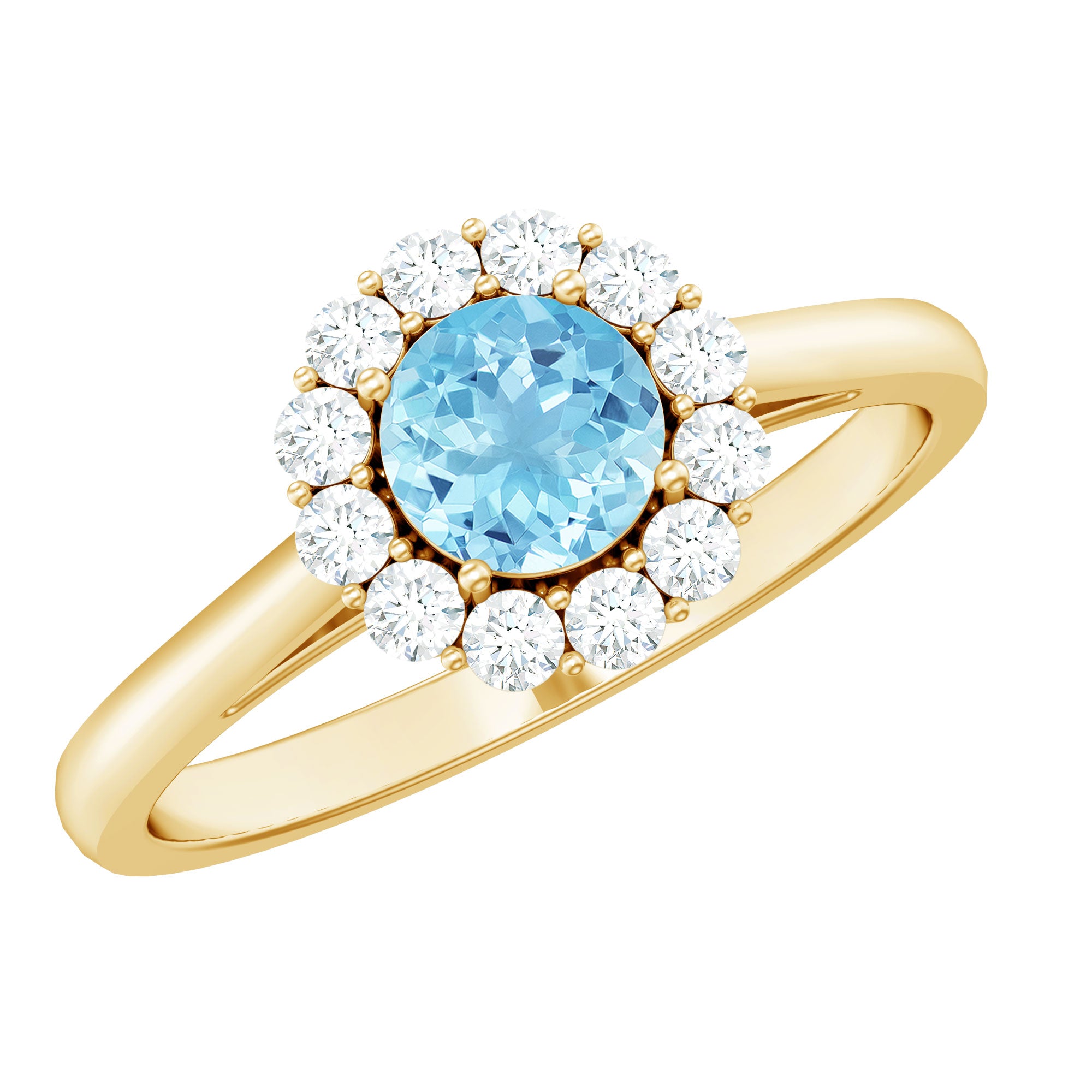 Rosec Jewels-1 CT Aquamarine and Diamond Floating Halo Engagement Ring