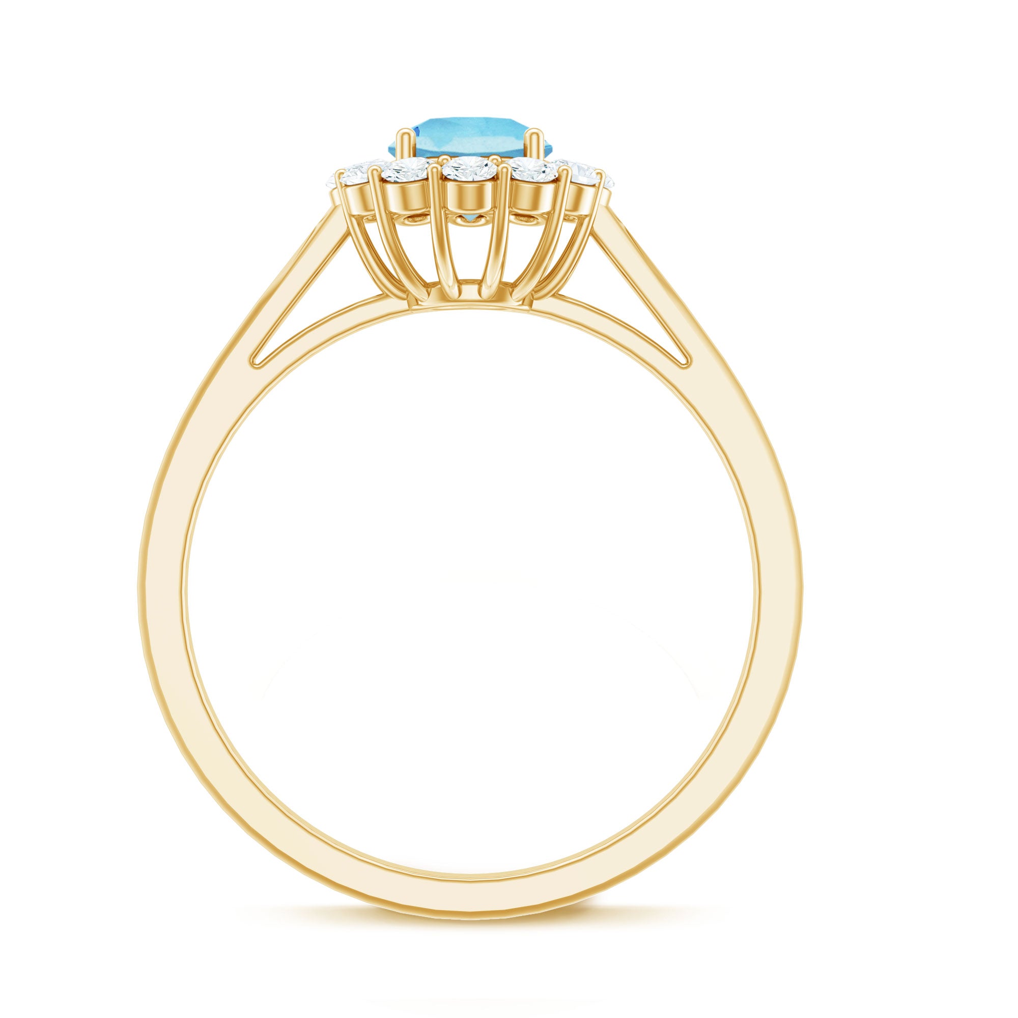 Rosec Jewels-1 CT Aquamarine and Diamond Floating Halo Engagement Ring