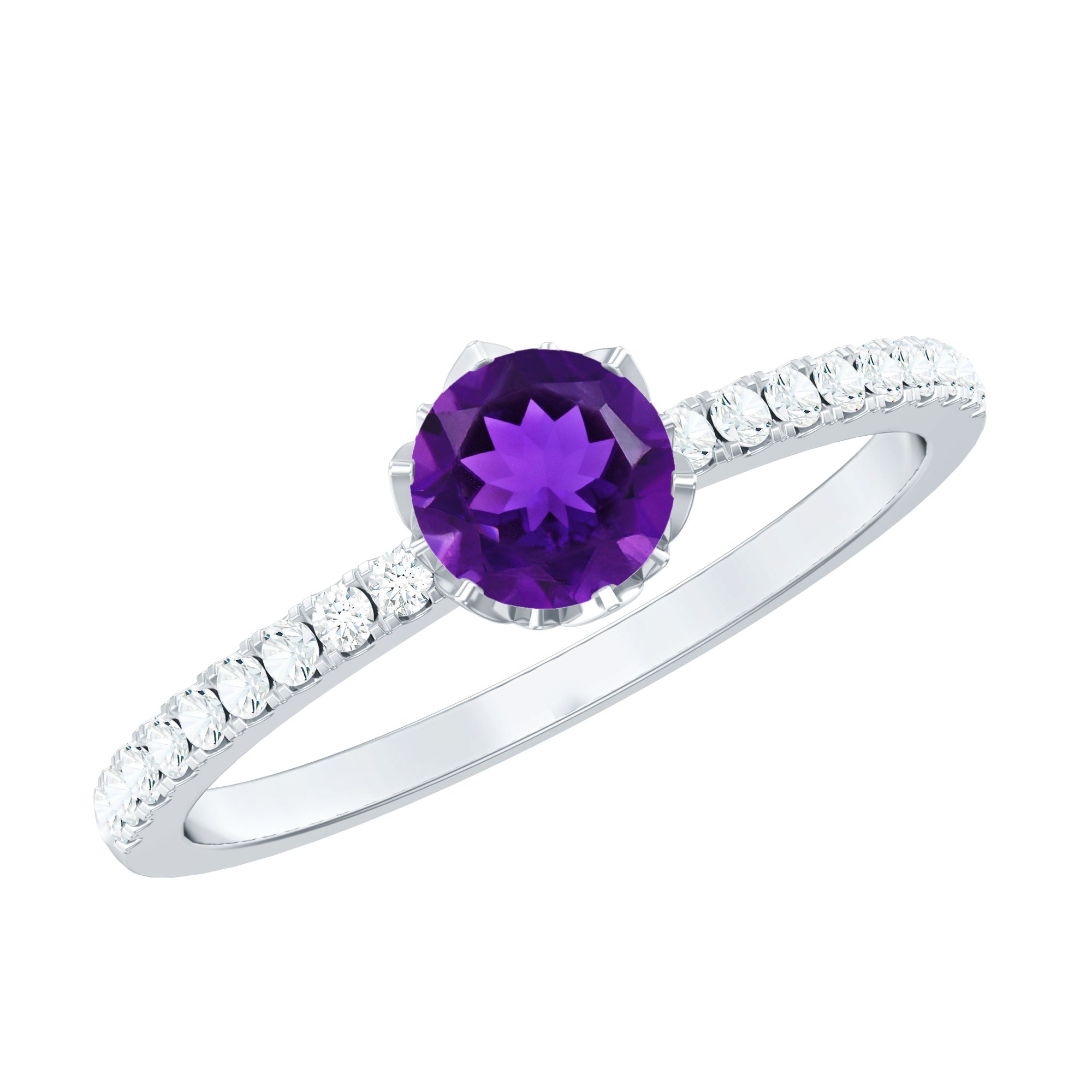 Amethyst and Diamond Solitaire Promise Ring