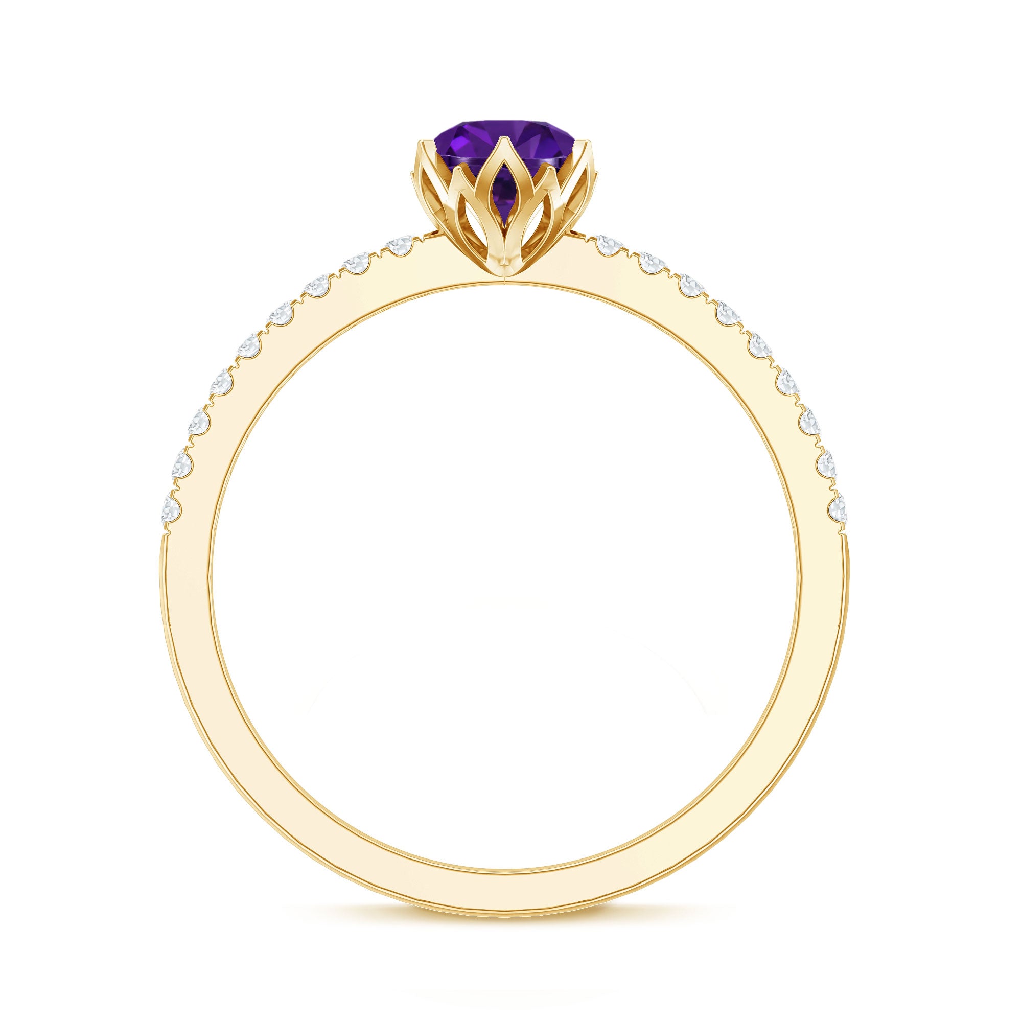 Genuine Amethyst Diamond Promise Ring for Women AAA - Rosec Jewels