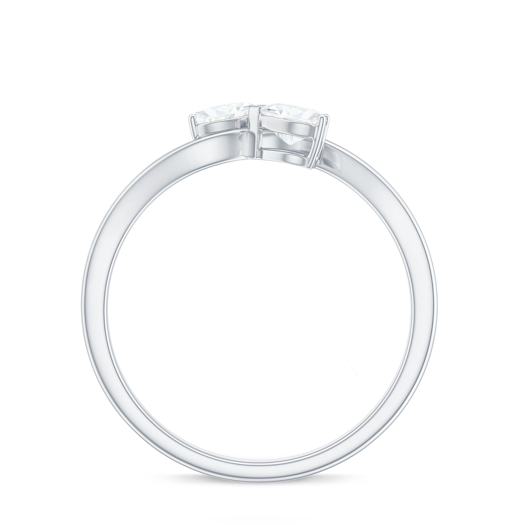 1 CT Heart Shape Moissanite Toi Et Moi Promise Ring D-VS1 - Rosec Jewels