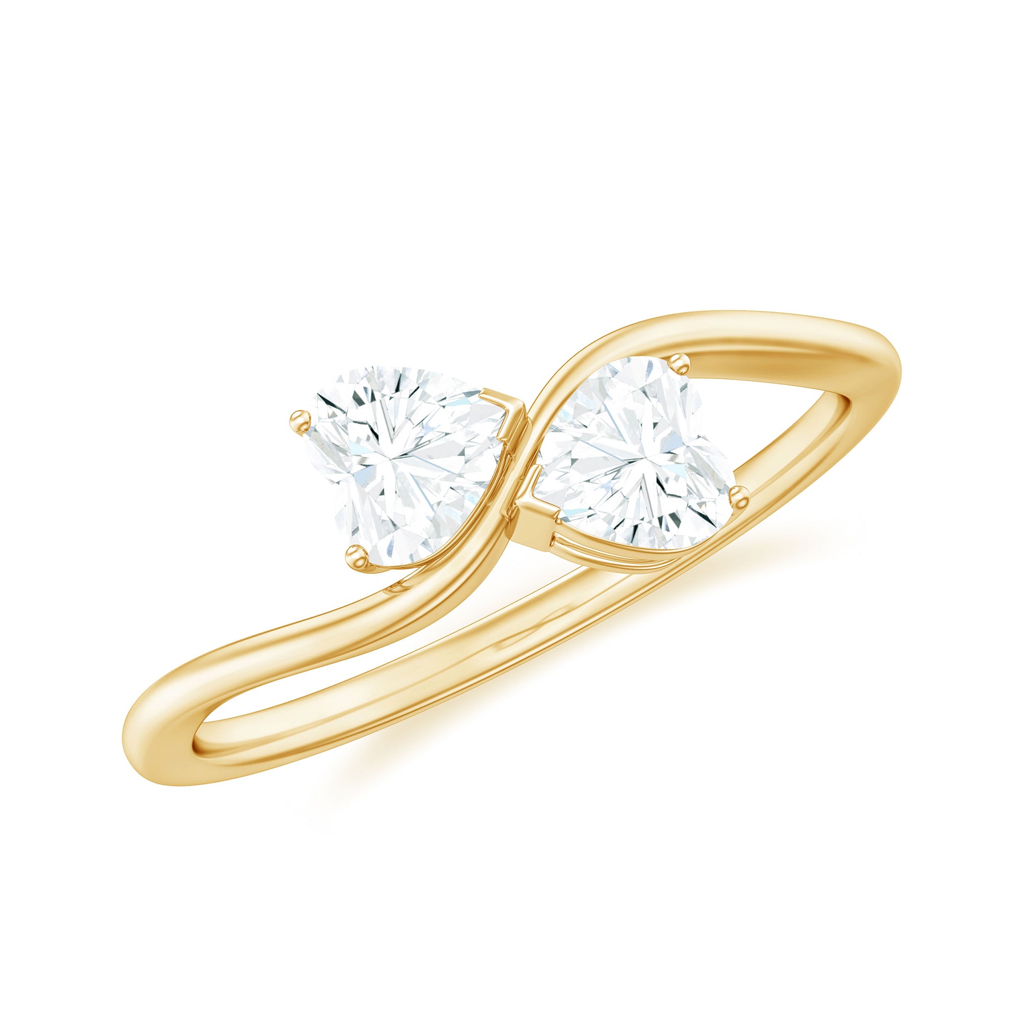 1 CT Heart Shape Moissanite Toi Et Moi Promise Ring D-VS1 - Rosec Jewels