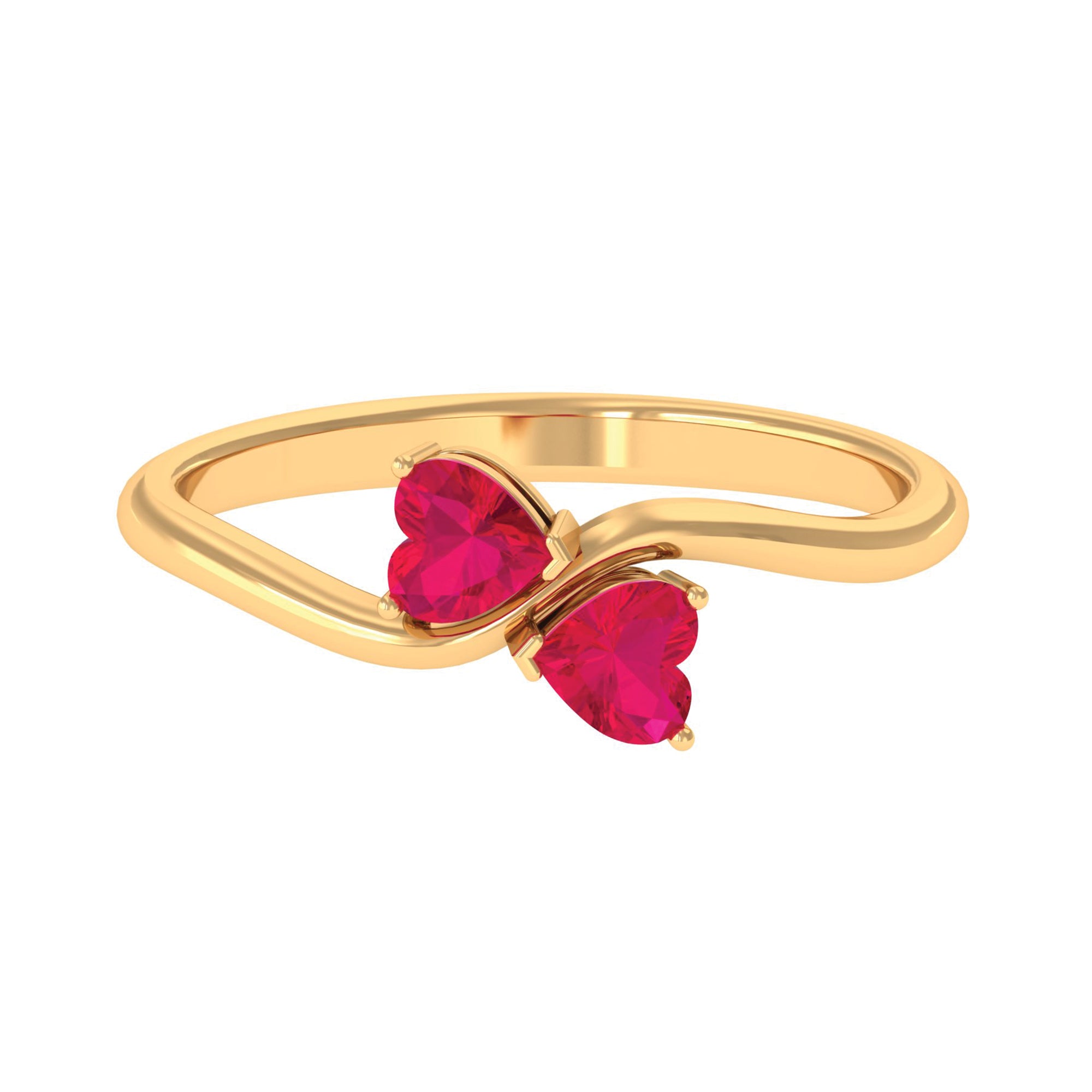 Natural Ruby Toi Et Moi Heart Promise Ring for Women AAA - Rosec Jewels