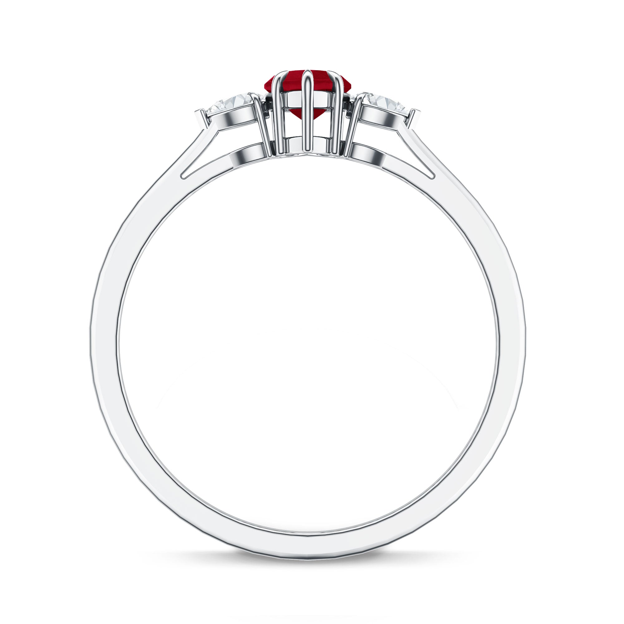 Natural 0.6 Carat Heart Shape Ruby Diamond 3 Stone Promise Ring AAA - Rosec Jewels