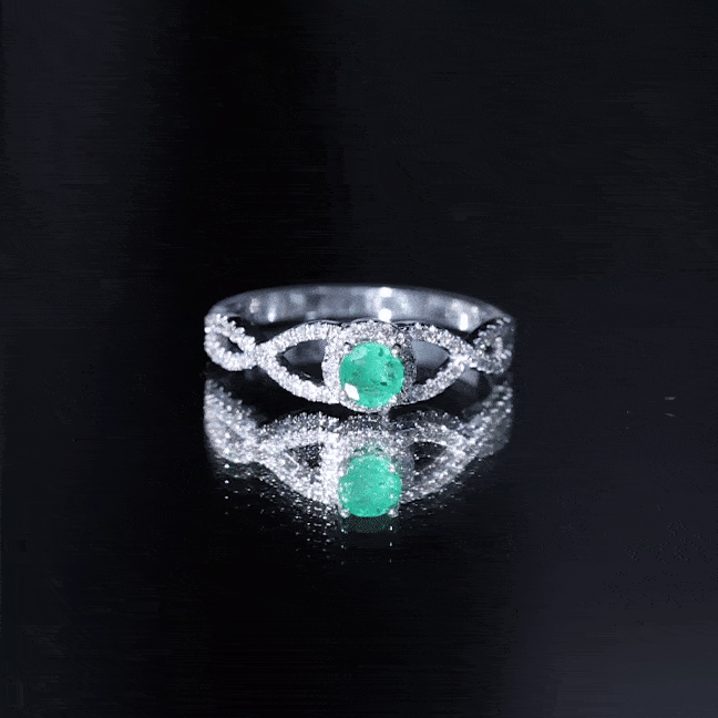 Real Emerald and Diamond Criss Cross Engagement Ring AAA - Rosec Jewels