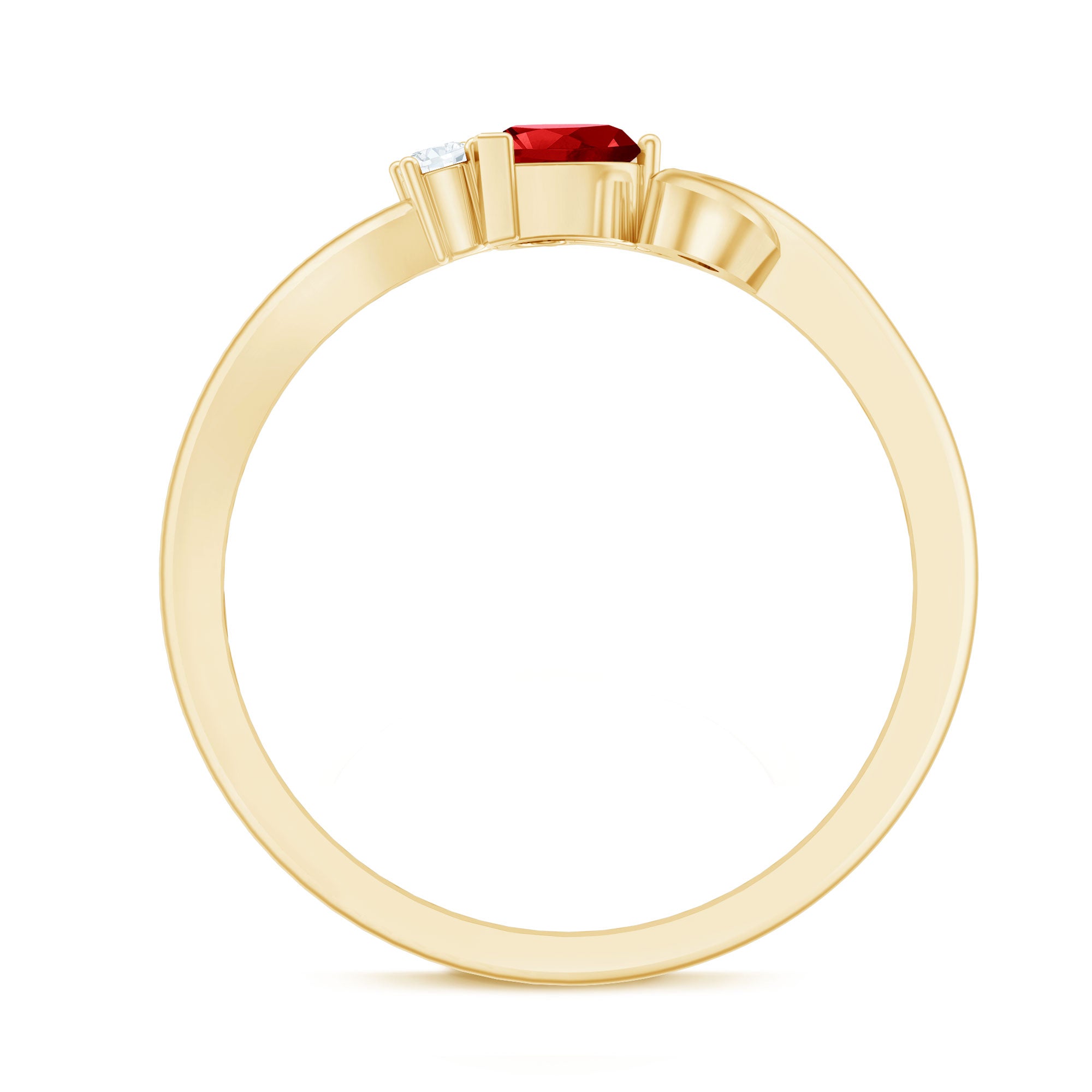 Lab Created Ruby and Diamond Twisted Heart Promise Ring AAAA - Rosec Jewels