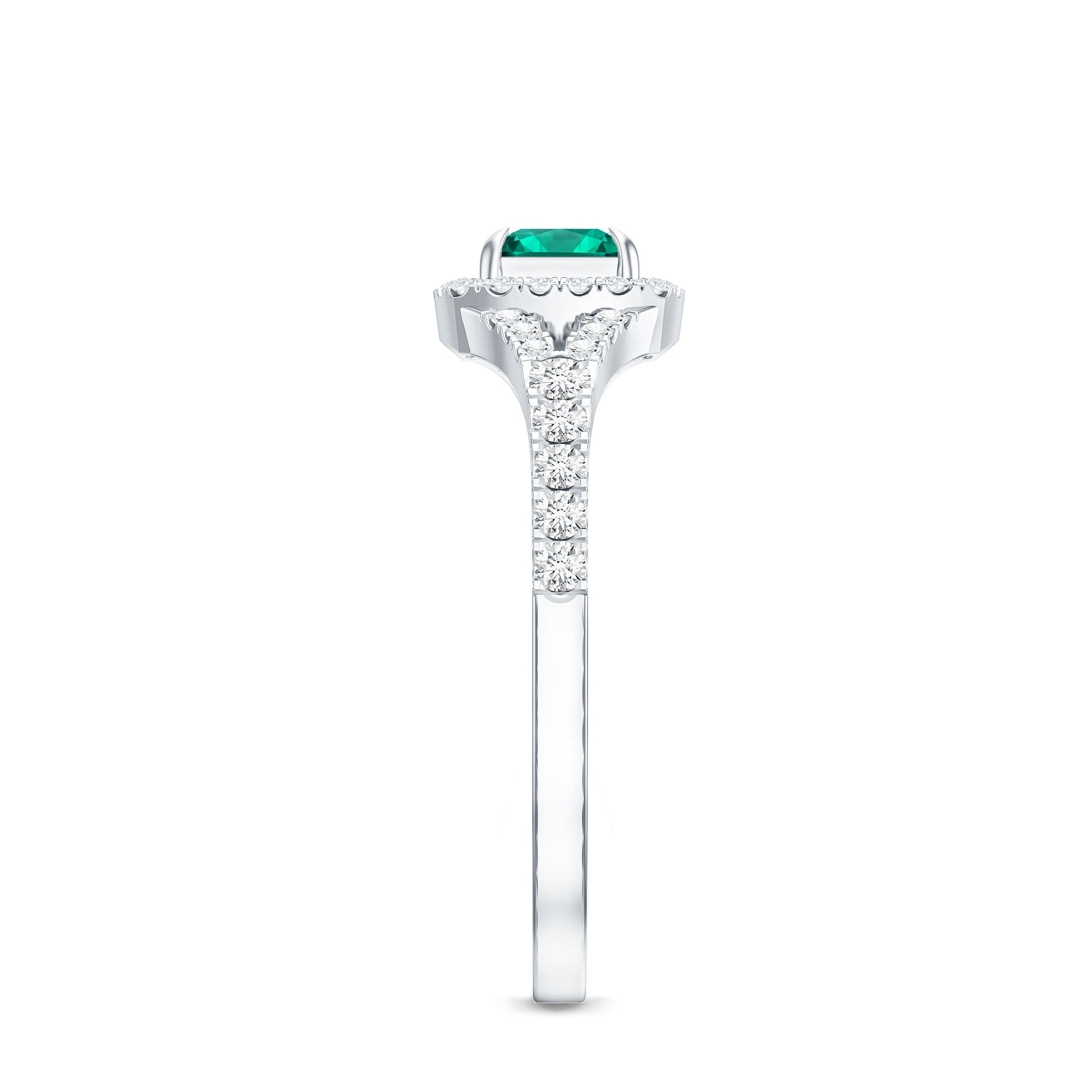 Certified Princess Cut Lab Grown Emerald Diamond Promise Ring AAAA - Rosec Jewels