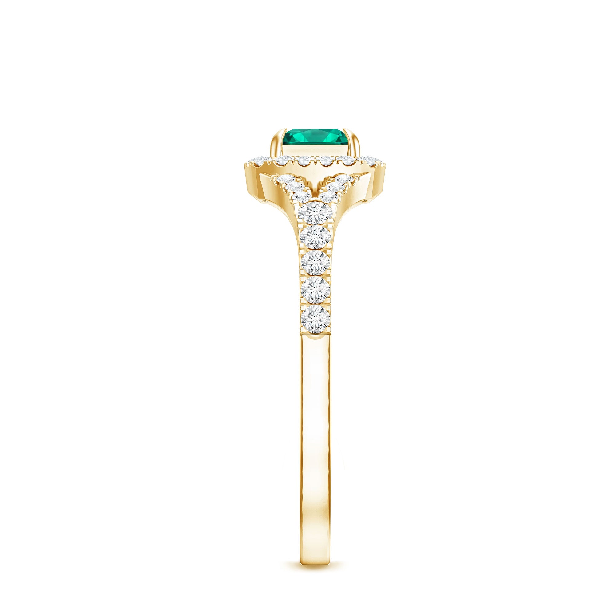 Certified Princess Cut Lab Grown Emerald Diamond Promise Ring AAAA - Rosec Jewels