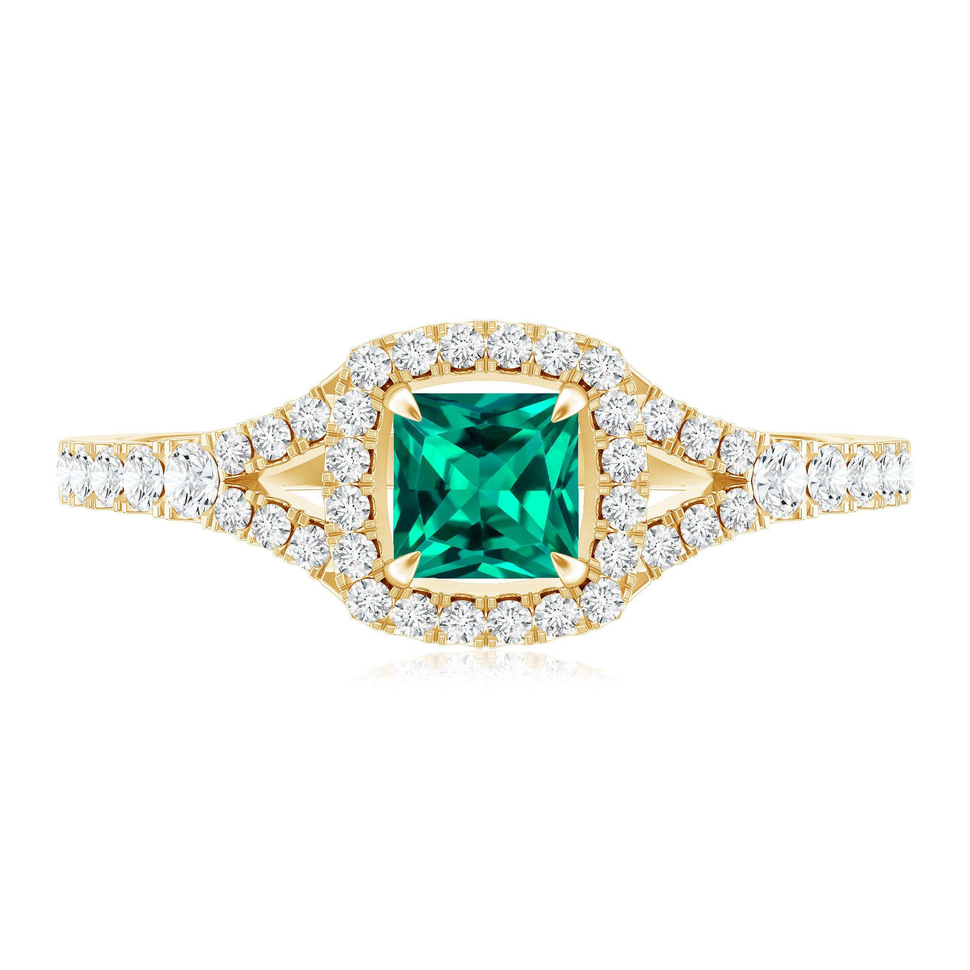 Certified Princess Cut Lab Grown Emerald Diamond Promise Ring AAAA - Rosec Jewels