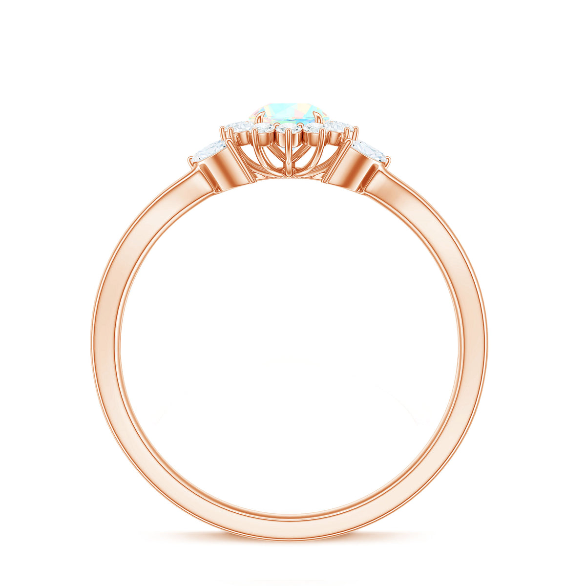 Certified Opalescent Diamond Flower Engagement Ring with Natural Diamonds AAA - Rosec Jewels