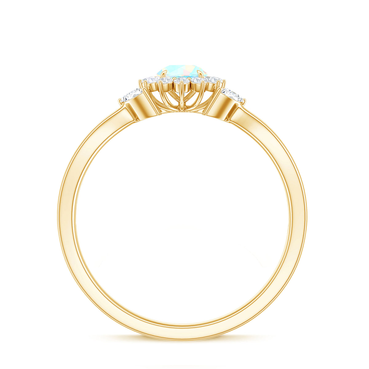 Certified Opalescent Diamond Flower Engagement Ring with Natural Diamonds AAA - Rosec Jewels