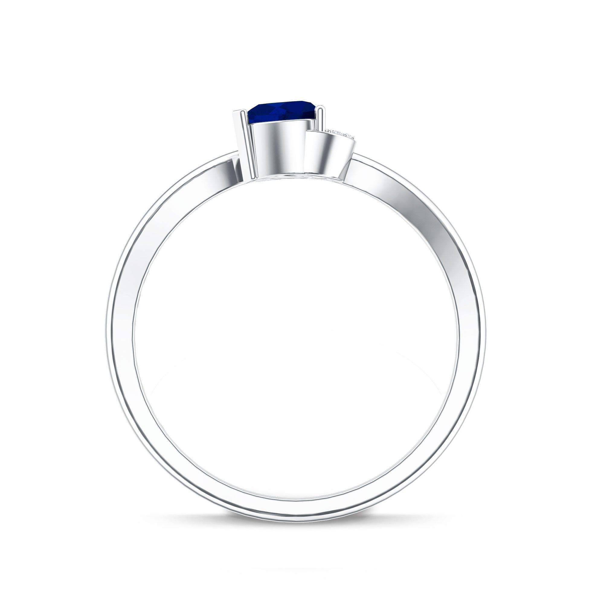 Real Heart Shape Blue Sapphire Diamond Promise Ring for Women AAA - Rosec Jewels
