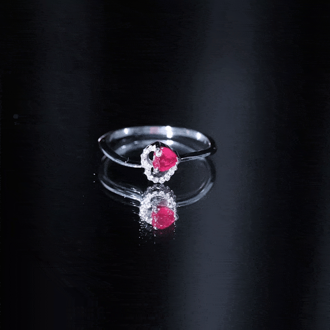 Natural Half Carat Ruby Heart Promise Ring with Diamond AAA - Rosec Jewels