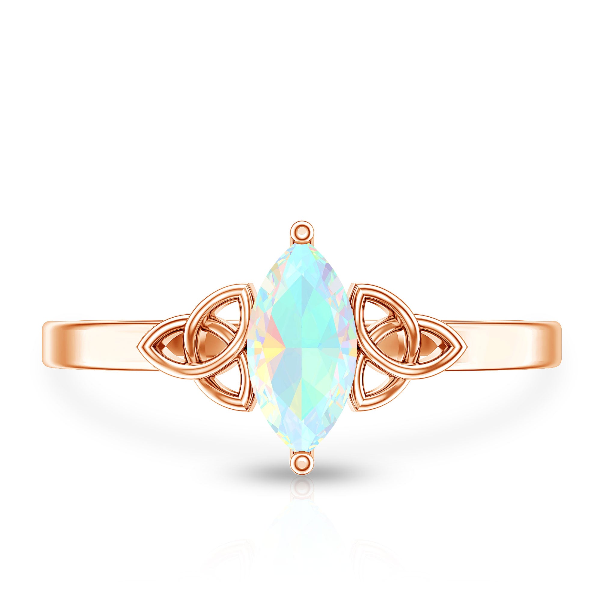 Natural Ethiopian Opal October Birthstone Ring with Celtic Knot AAA - Rosec Jewels