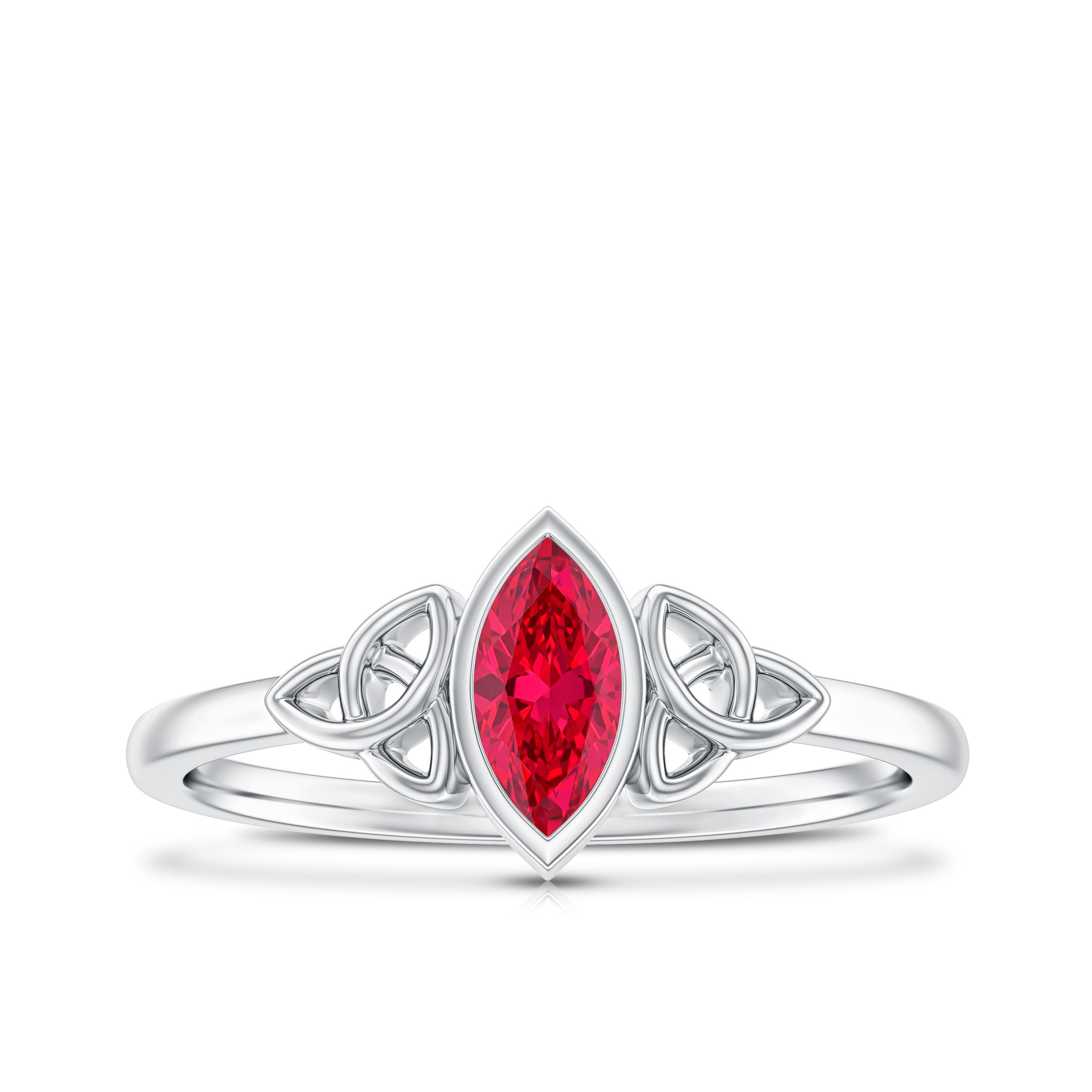 Marquise Cut Solitaire Lab Created Ruby Celtic Engagement Ring AAAA - Rosec Jewels