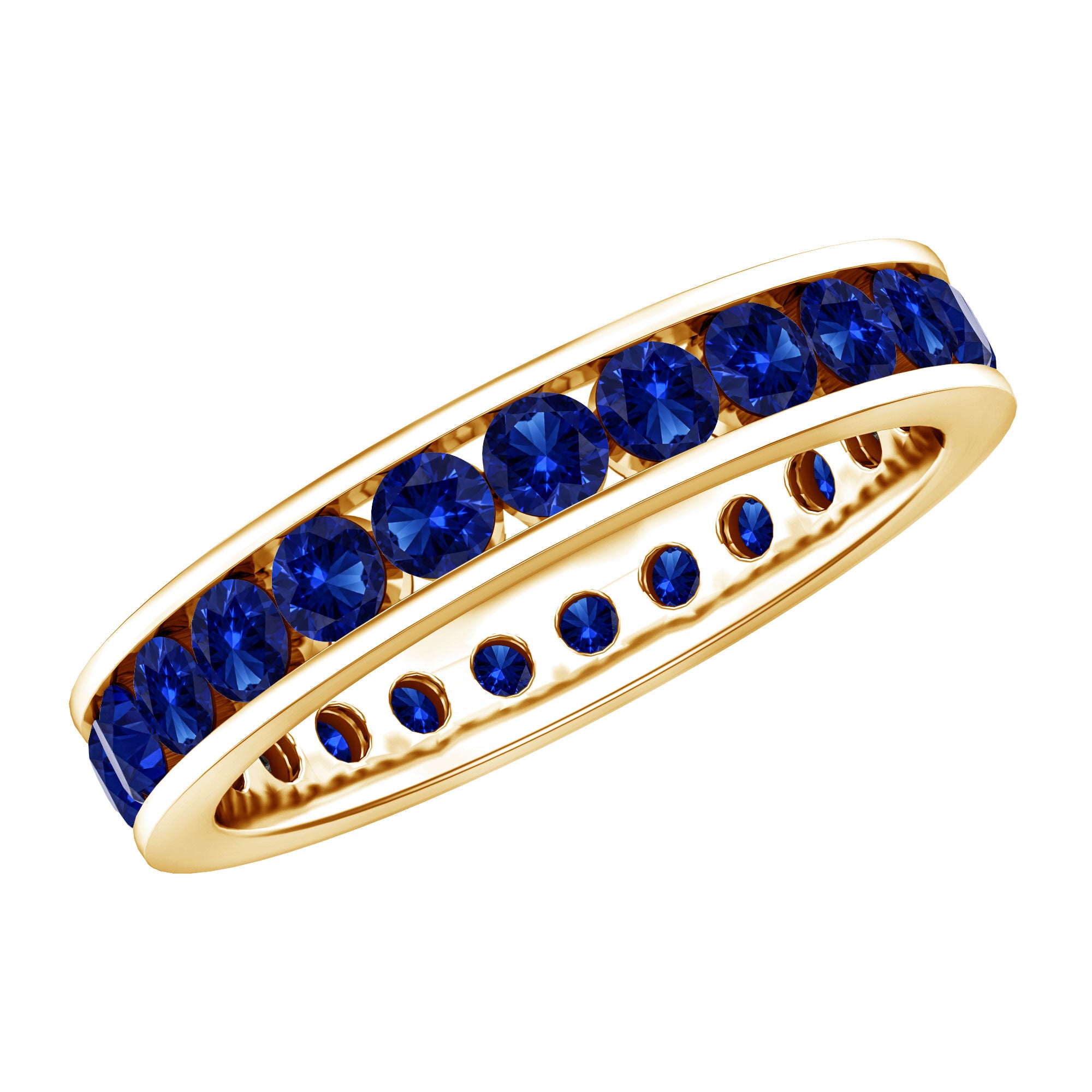 Certified Lab Grown Blue Sapphire Eternity Band Ring in Channel Set AAAA - Rosec Jewels