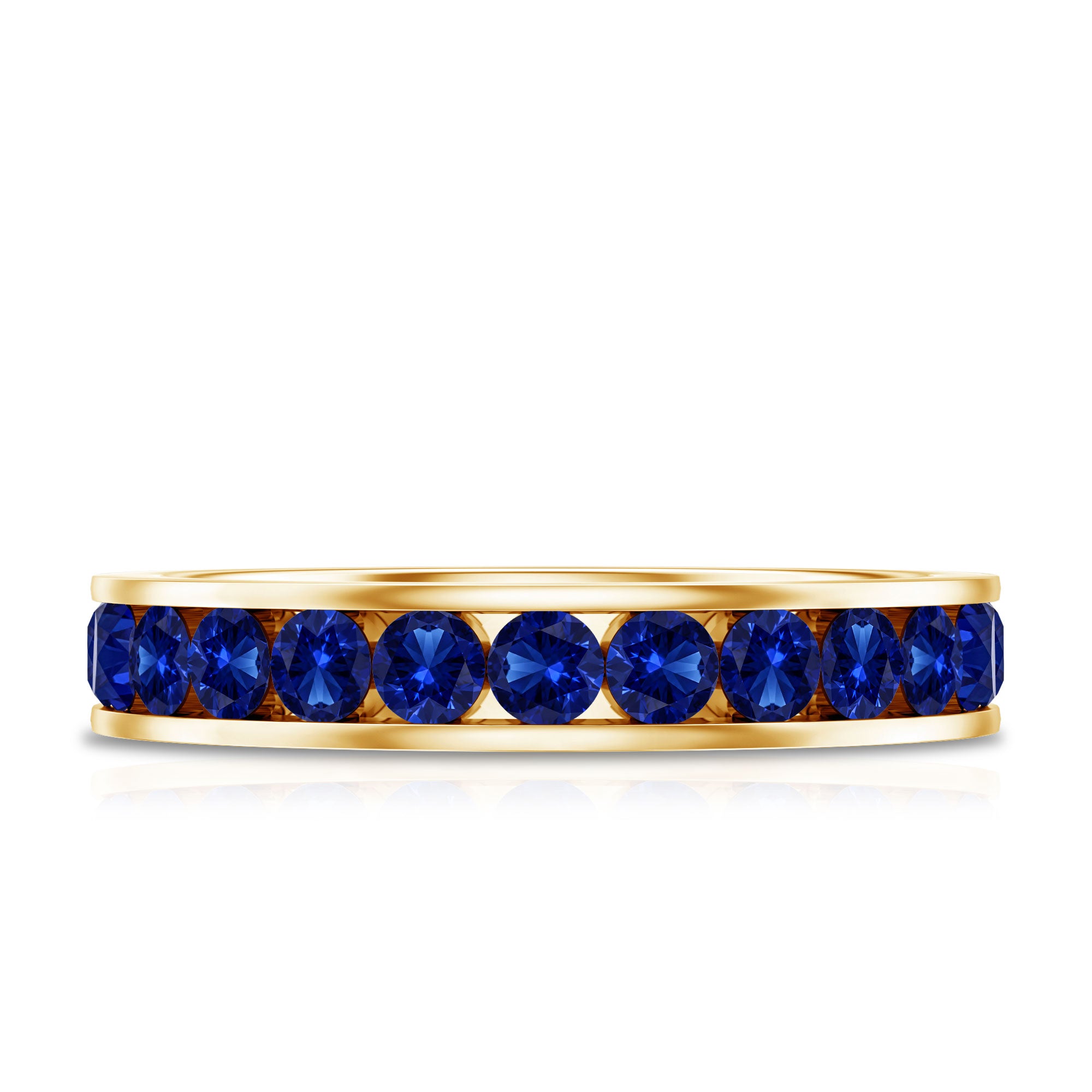 Certified Lab Grown Blue Sapphire Eternity Band Ring in Channel Set AAAA - Rosec Jewels
