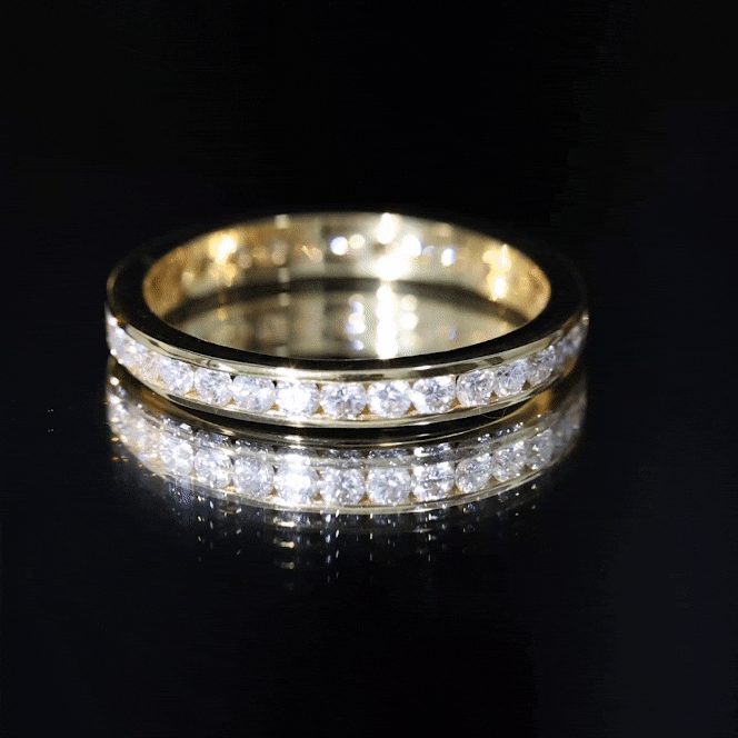Certified Moissanite Channel Set Eternity Ring for Anniversary D-VS1 - Rosec Jewels