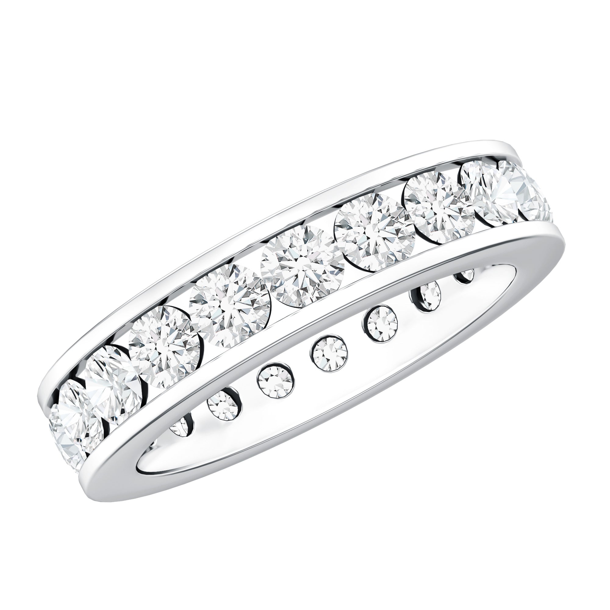 Bague d'éternité ronde en Moissanite, ensemble de canaux de 2.25 CT
