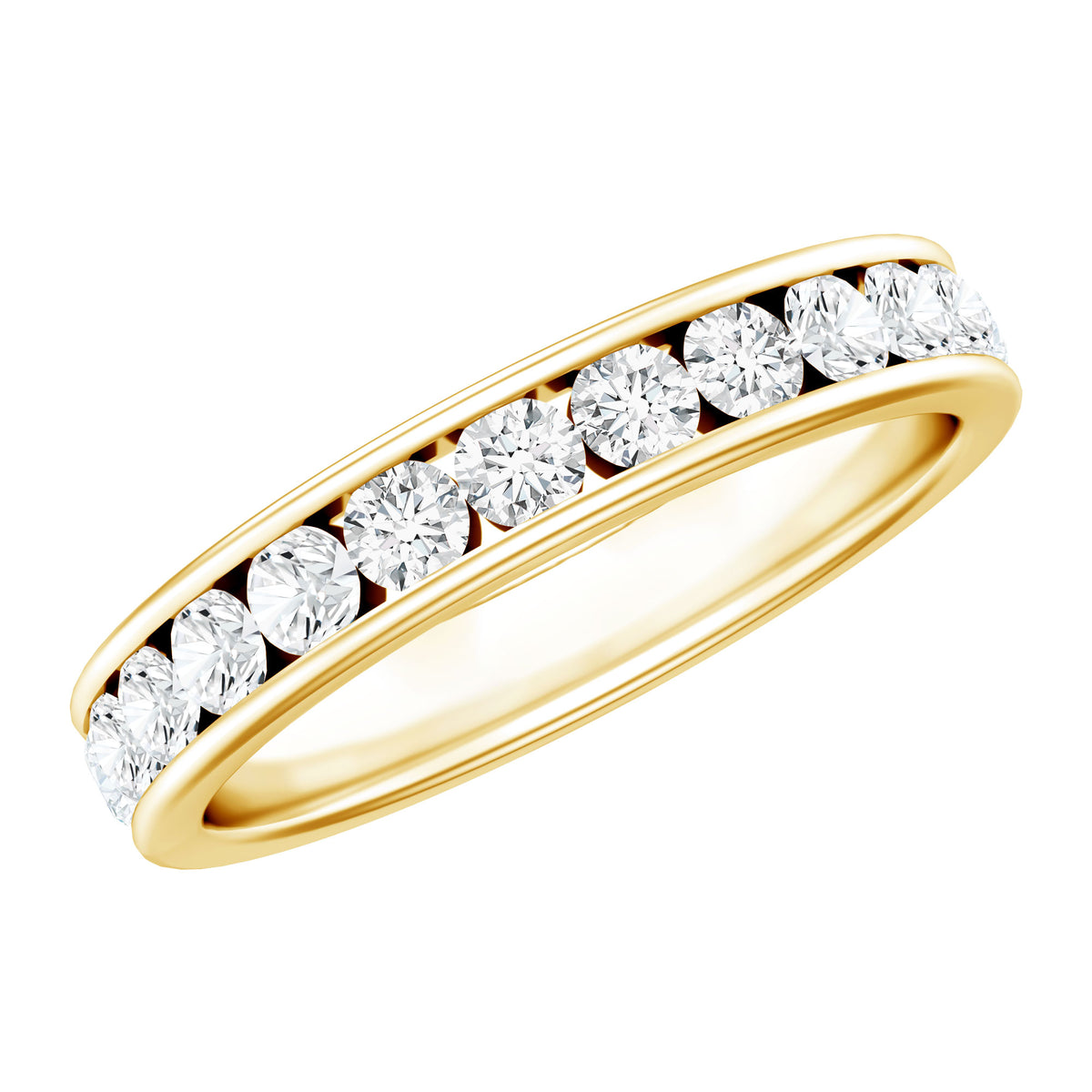Certified Moissanite Channel Set Eternity Ring for Anniversary D-VS1 - Rosec Jewels