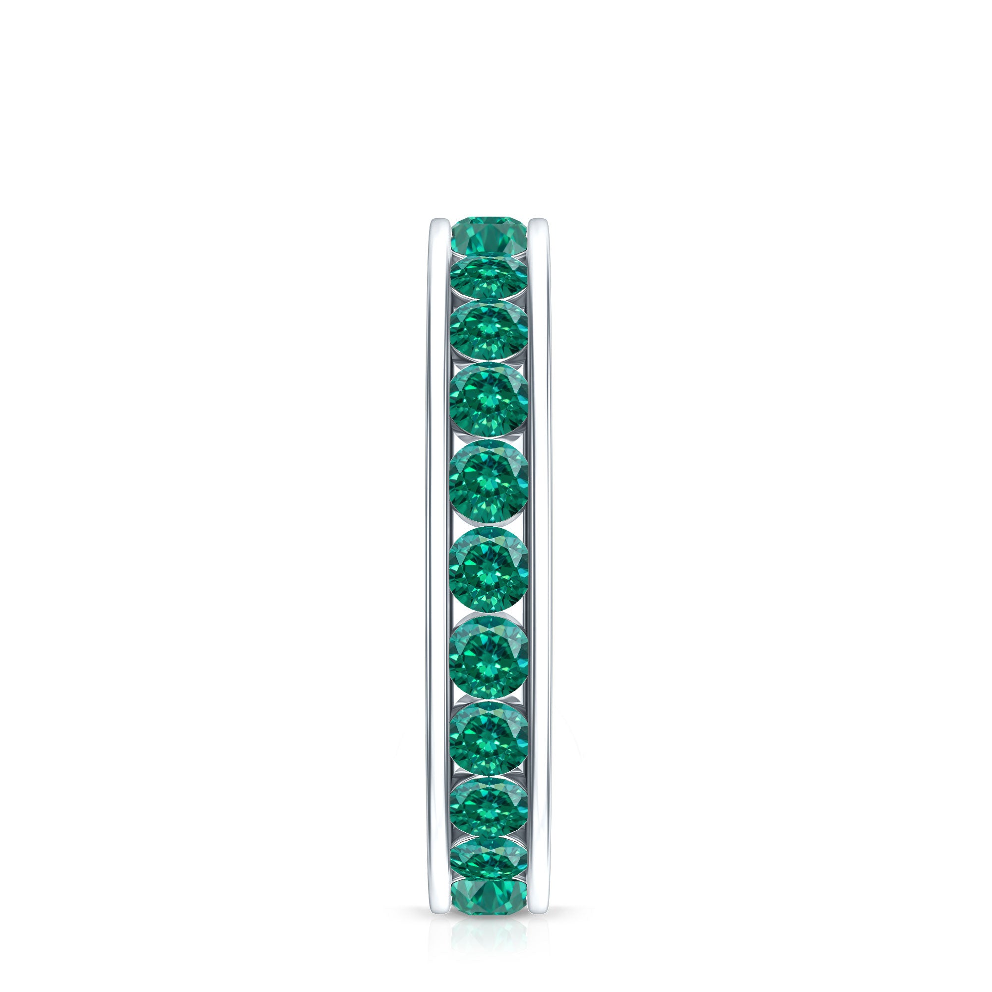 Certified Lab Grown Emerald Wedding Anniversary Ring in Channel Setting AAAA - Rosec Jewels