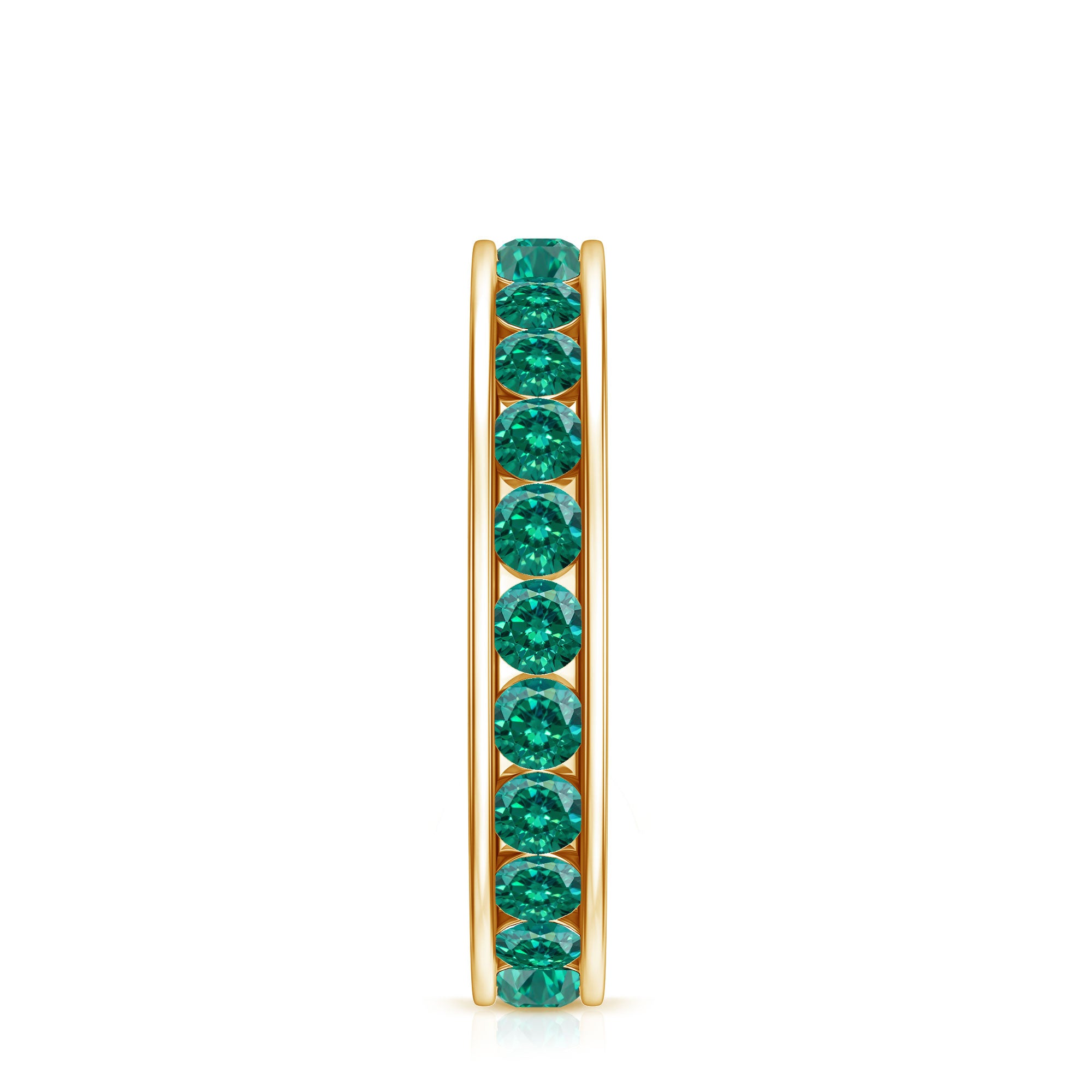 Certified Lab Grown Emerald Wedding Anniversary Ring in Channel Setting AAAA - Rosec Jewels