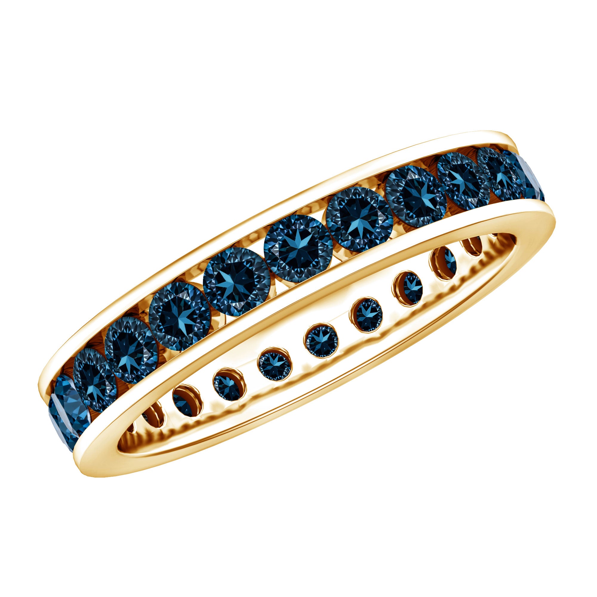 London Blue Topaz Full Eternity Ring in Channel Setting AAA - Rosec Jewels