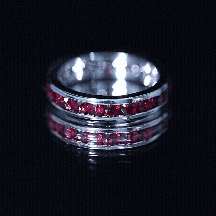 Round Created Ruby Full Eternity Ring in Channel Setting AAAA - Rosec Jewels