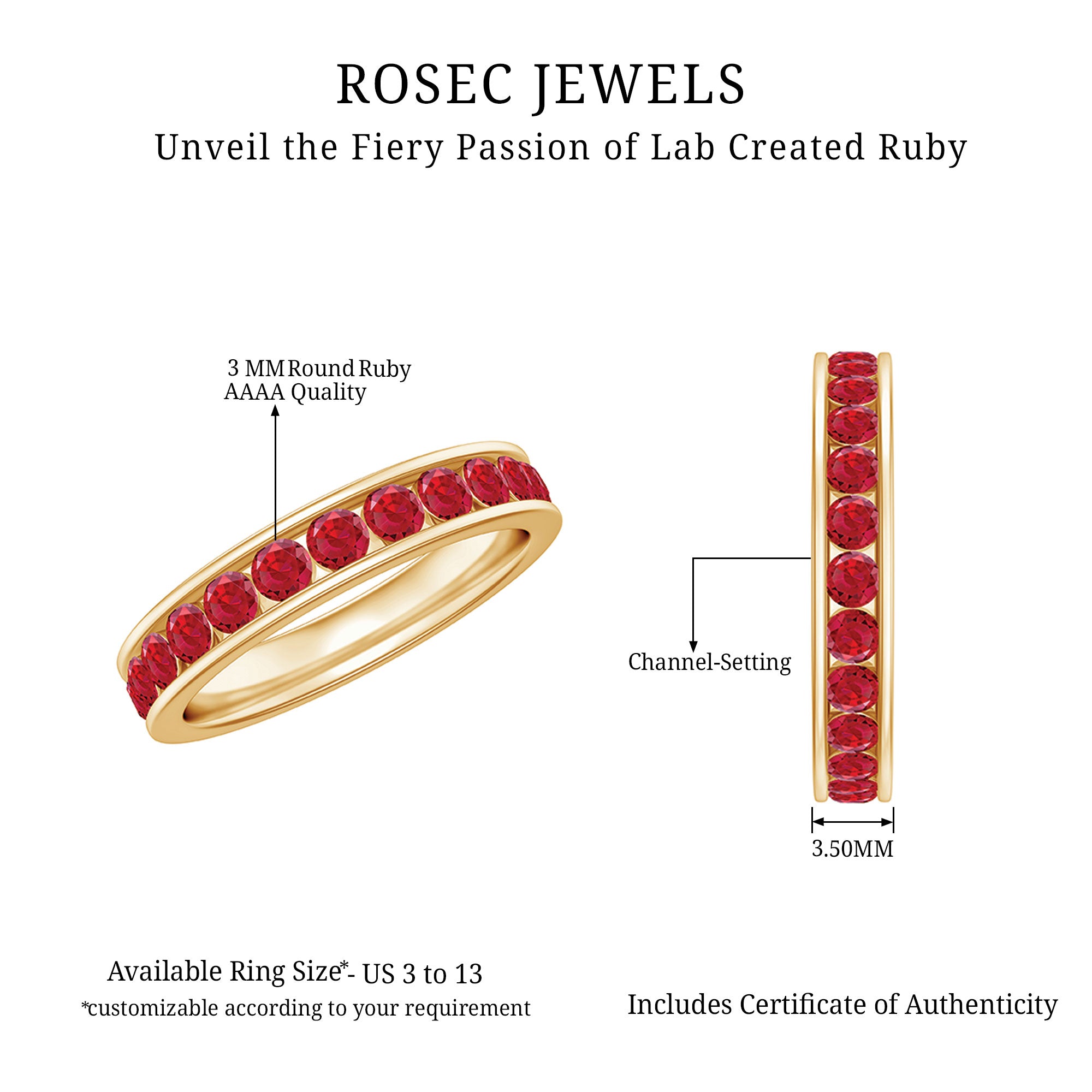 Rosec Jewels-Round Created Ruby Full Eternity Ring in Channel Setting