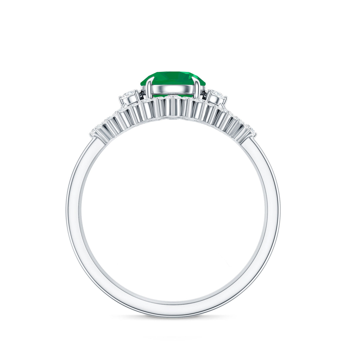Vintage Inspired 0.4 Carat Emerald Diamond Wedding Bridal Ring Set of 3 AAA - Rosec Jewels