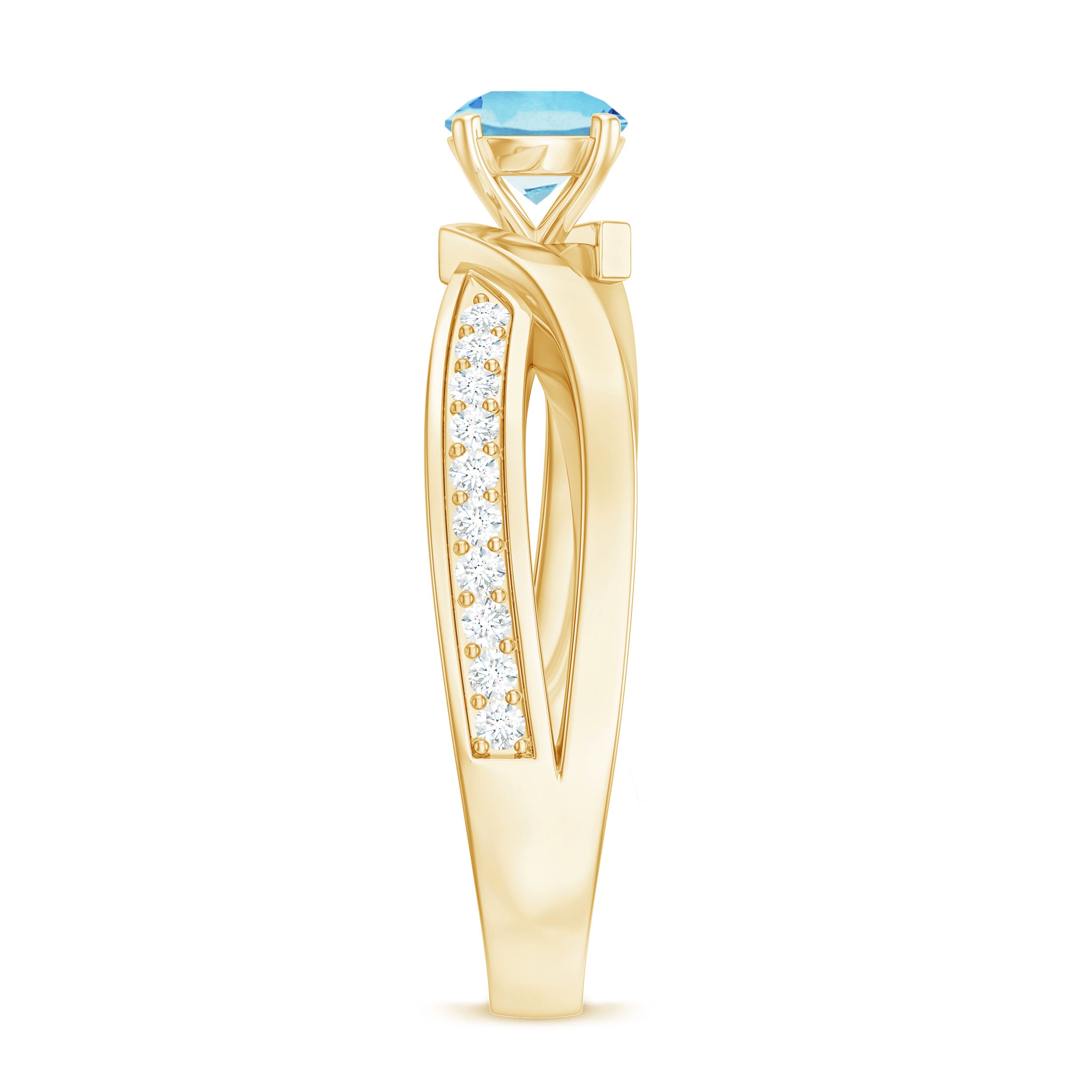 Rosec Jewels-Natural 0.8 Carat Aquamarine and Diamond Infinity Engagement Ring