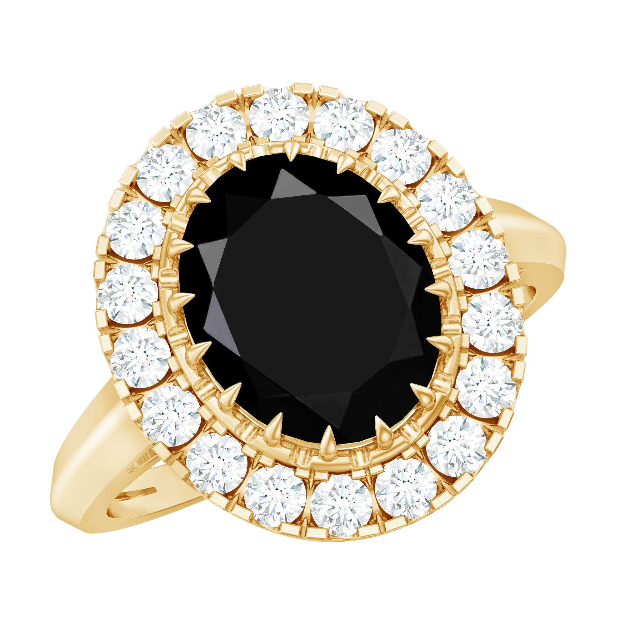 Certified 4.2 Carat Lab Grown Black Diamond Huge Engagement Ring with White Diamond Halo AAAA ( Synthetic ) - Rosec Jewels