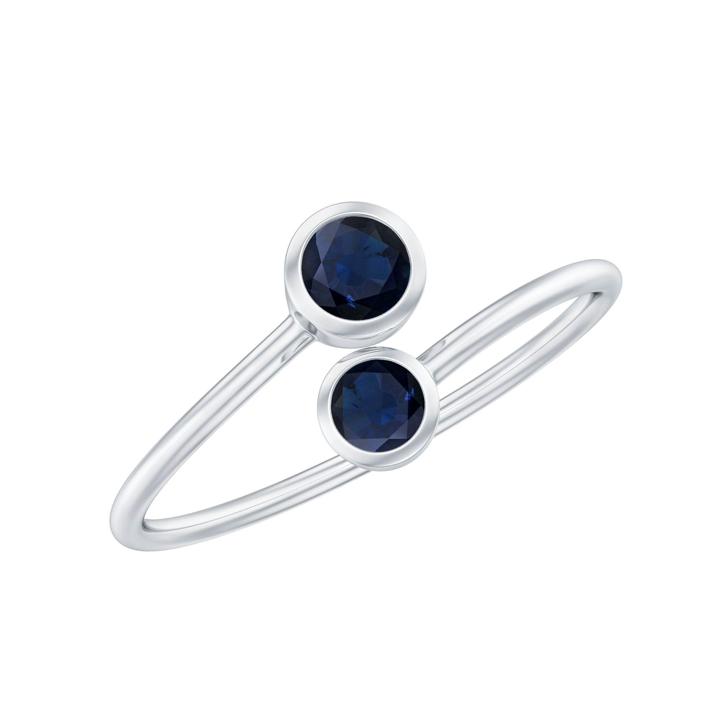 1/2 CT Bezel Set Blue Sapphire Two Stone Promise Ring