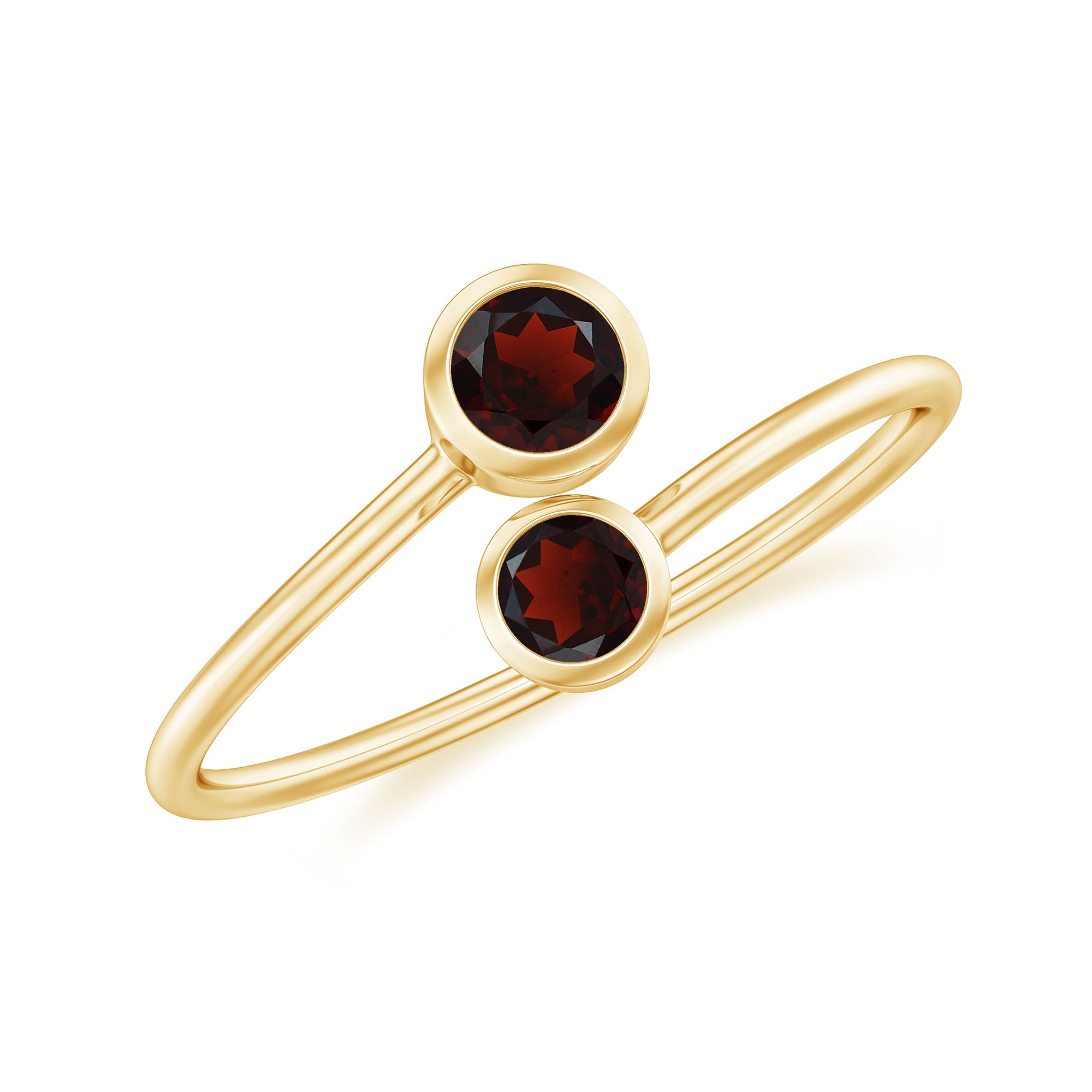 Natural Garnet 2 Stone Promise Ring with Bypass Shank AAA - Rosec Jewels