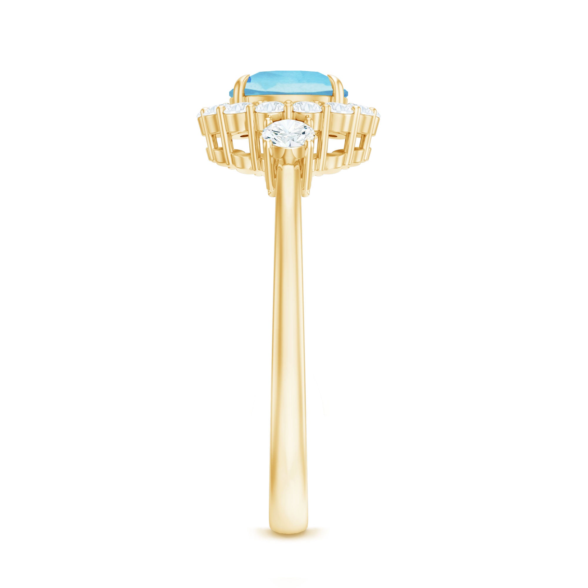 Rosec Jewels-Classic Aquamarine Engagement Ring with Diamond Halo