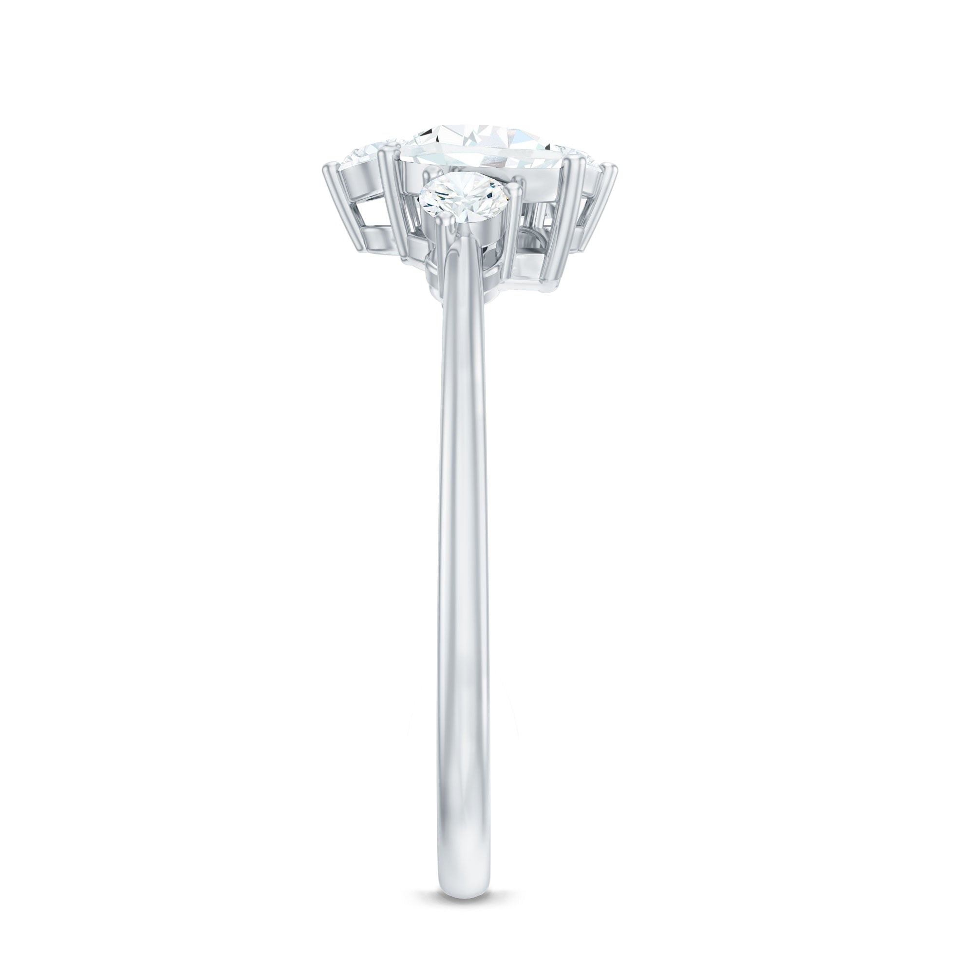 Pear and Round Moissanite Cluster Promise Ring D-VS1 - Rosec Jewels