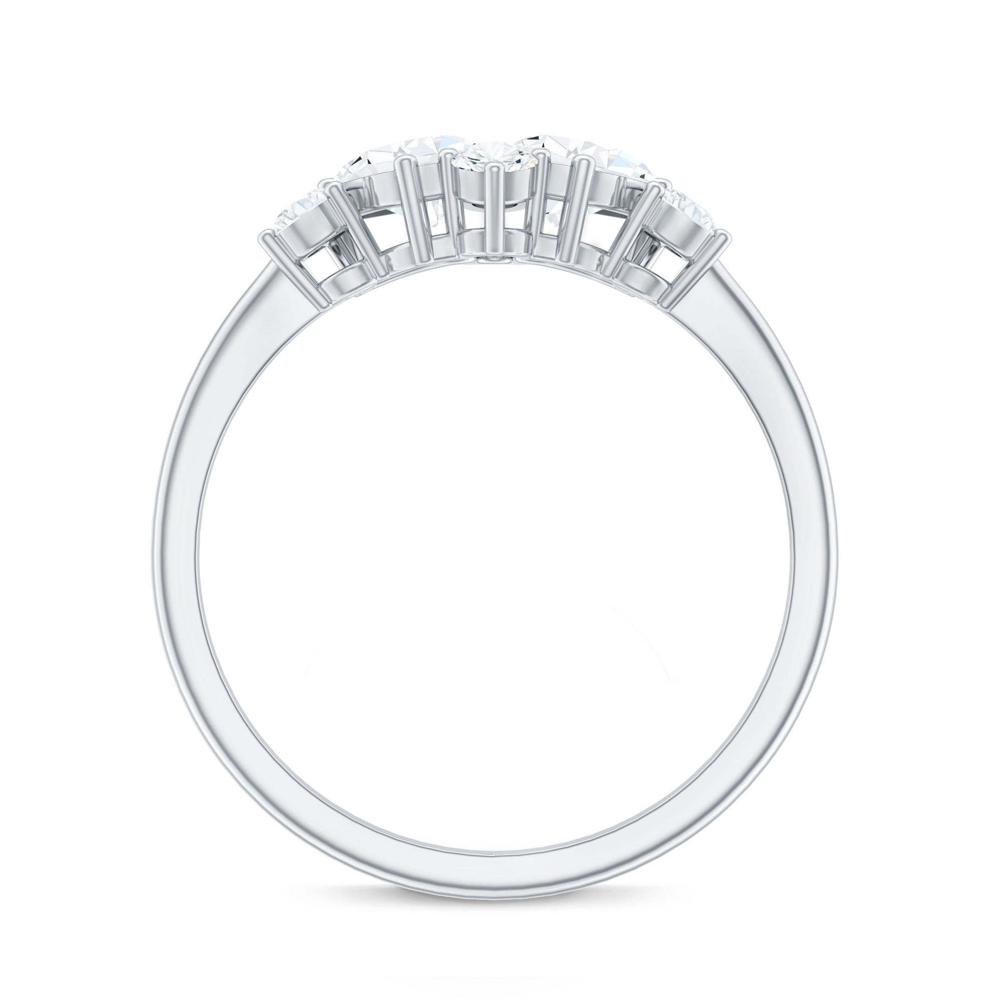 Pear and Round Moissanite Cluster Promise Ring D-VS1 - Rosec Jewels
