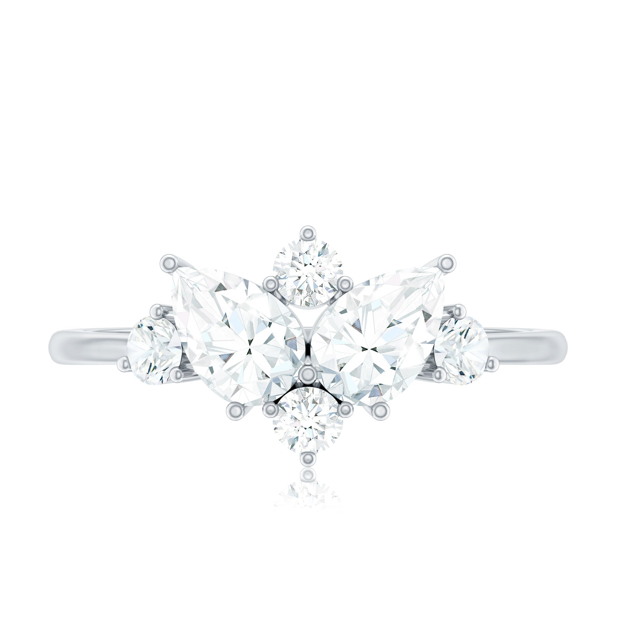 Pear and Round Moissanite Cluster Promise Ring D-VS1 - Rosec Jewels