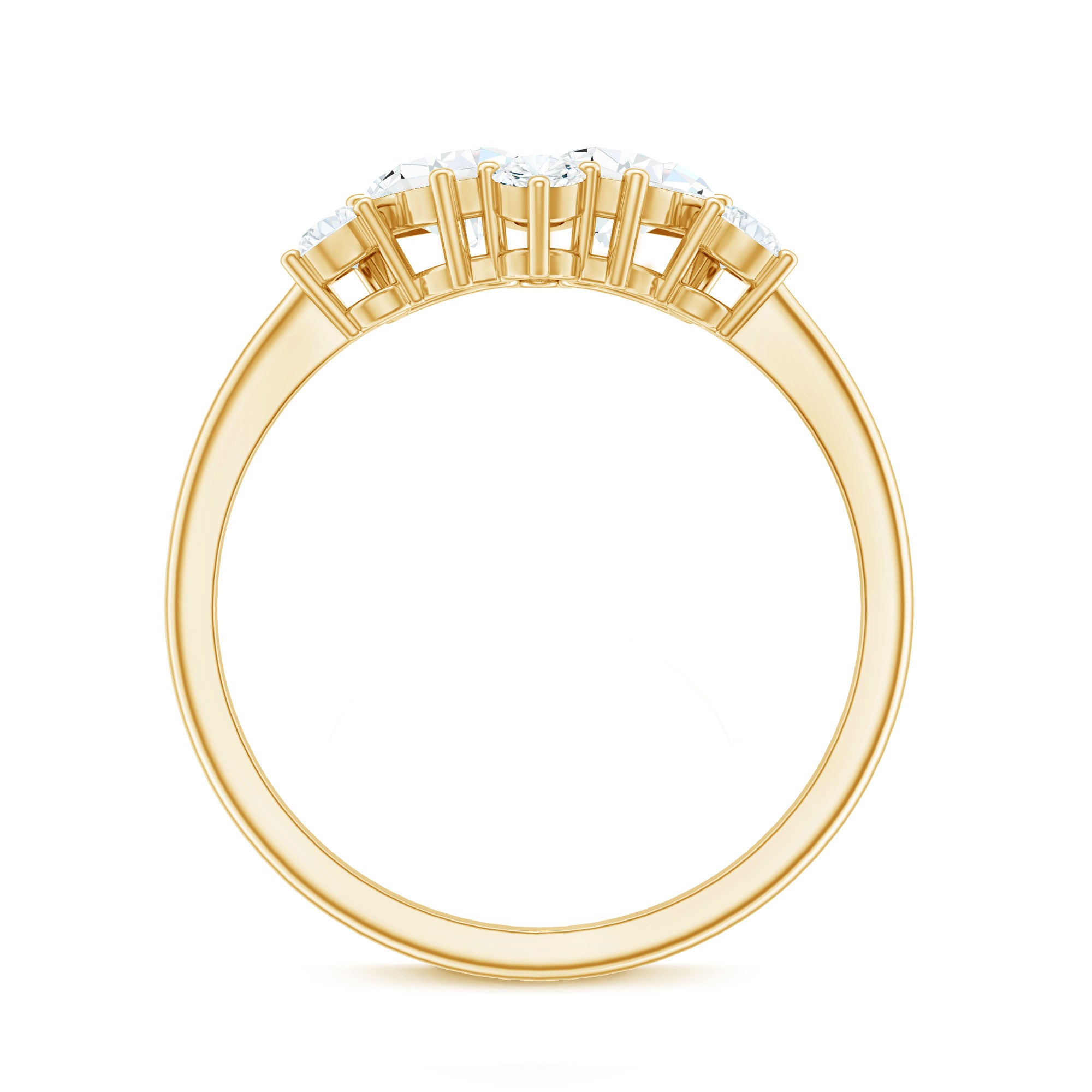 Pear and Round Moissanite Cluster Promise Ring D-VS1 - Rosec Jewels