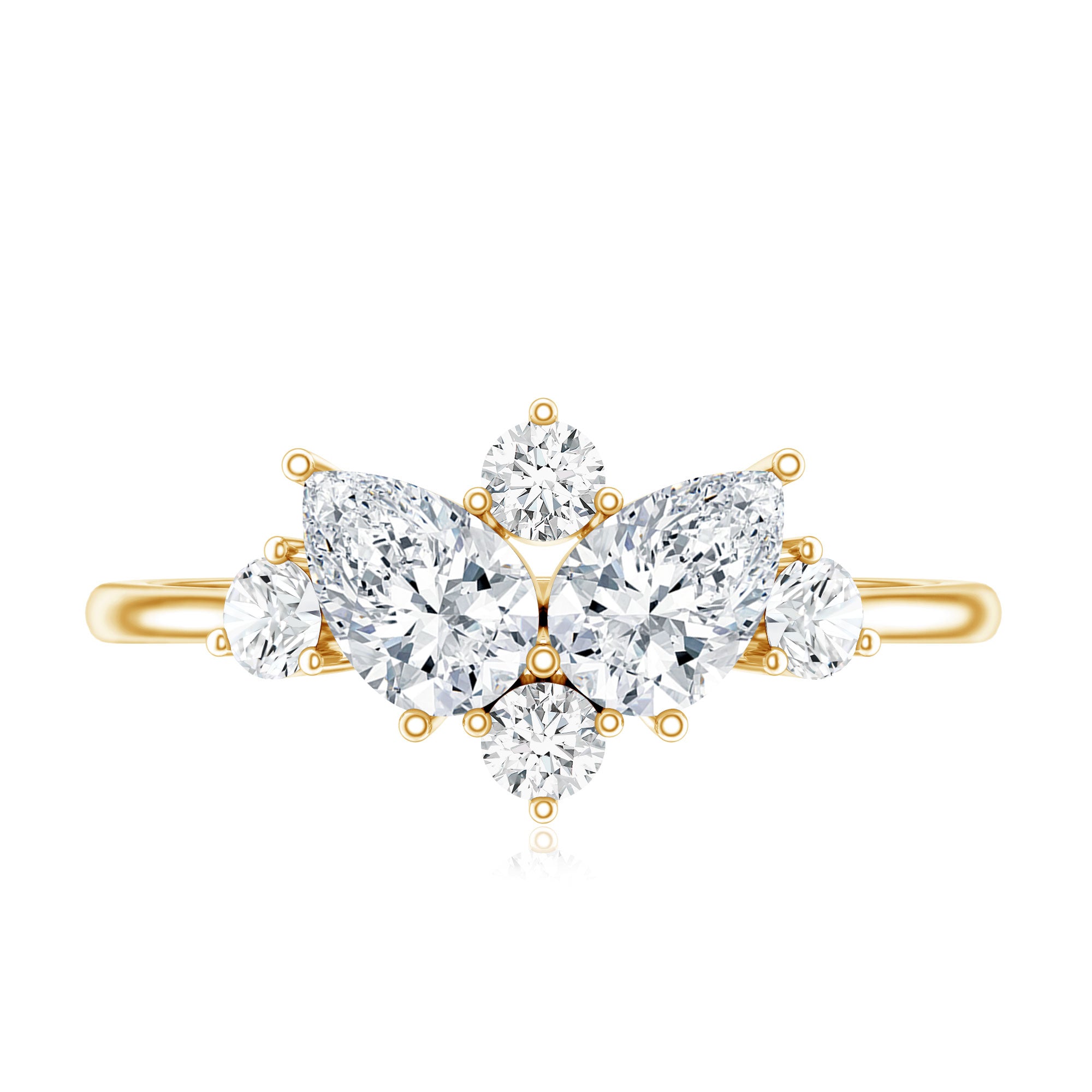 Pear and Round Moissanite Cluster Promise Ring D-VS1 - Rosec Jewels