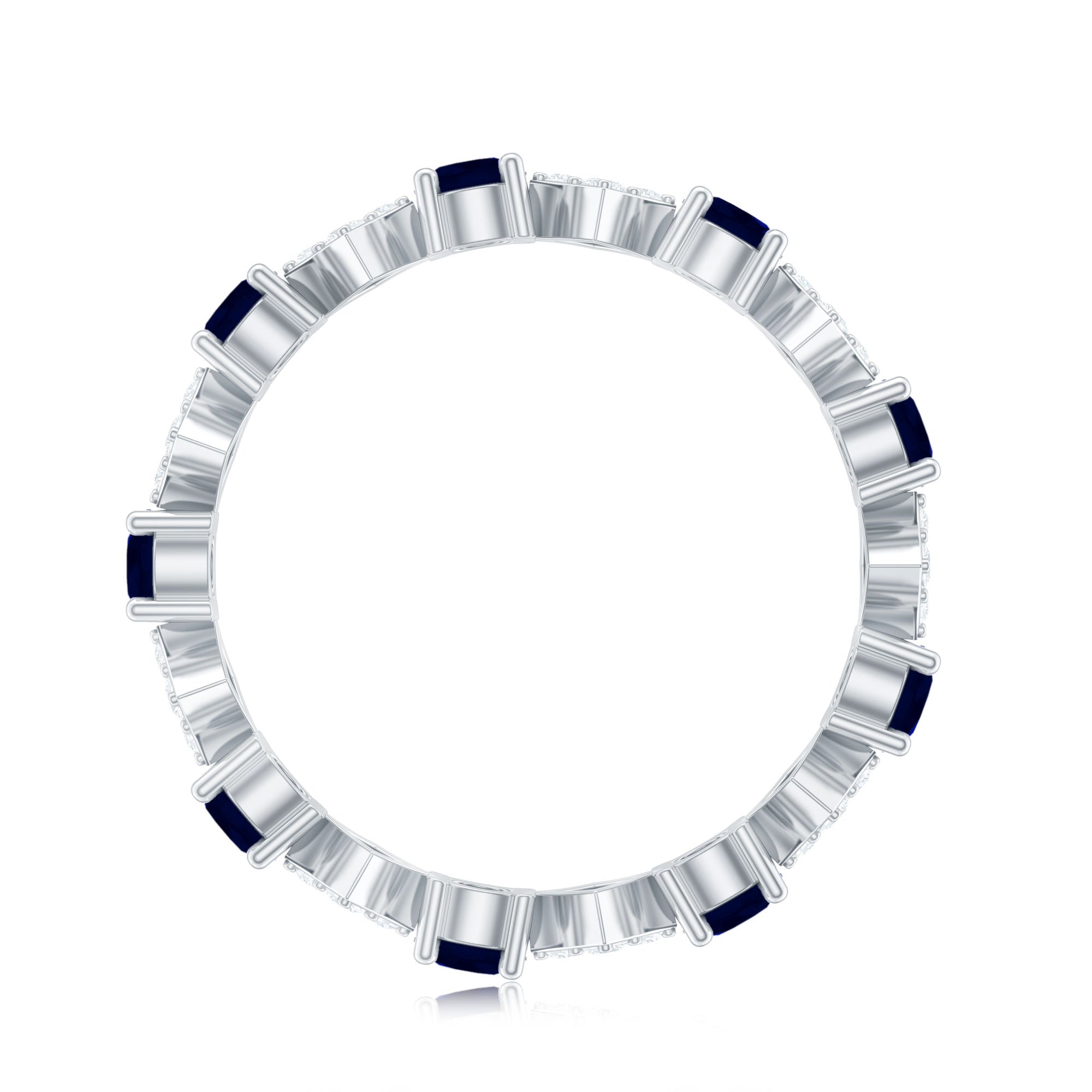 Rosec Jewels-2 CT Natural Blue Sapphire and Diamond Eternity Band Ring