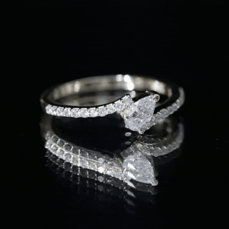Certified Natural Diamond Promise Ring with Bypass Shank Natural - ( HI-SI ) - Rosec Jewels