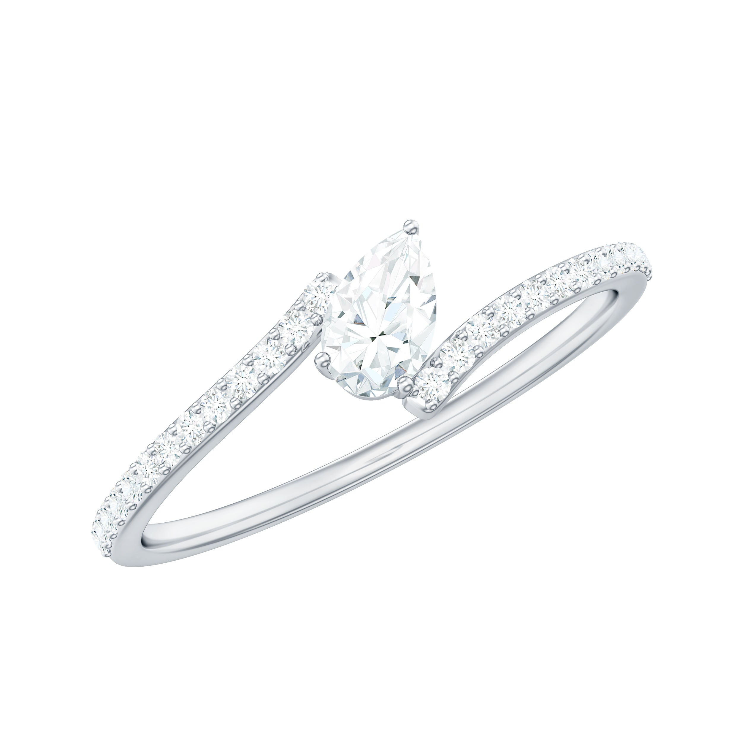 Certified Natural Diamond Promise Ring with Bypass Shank Natural - ( HI-SI ) - Rosec Jewels