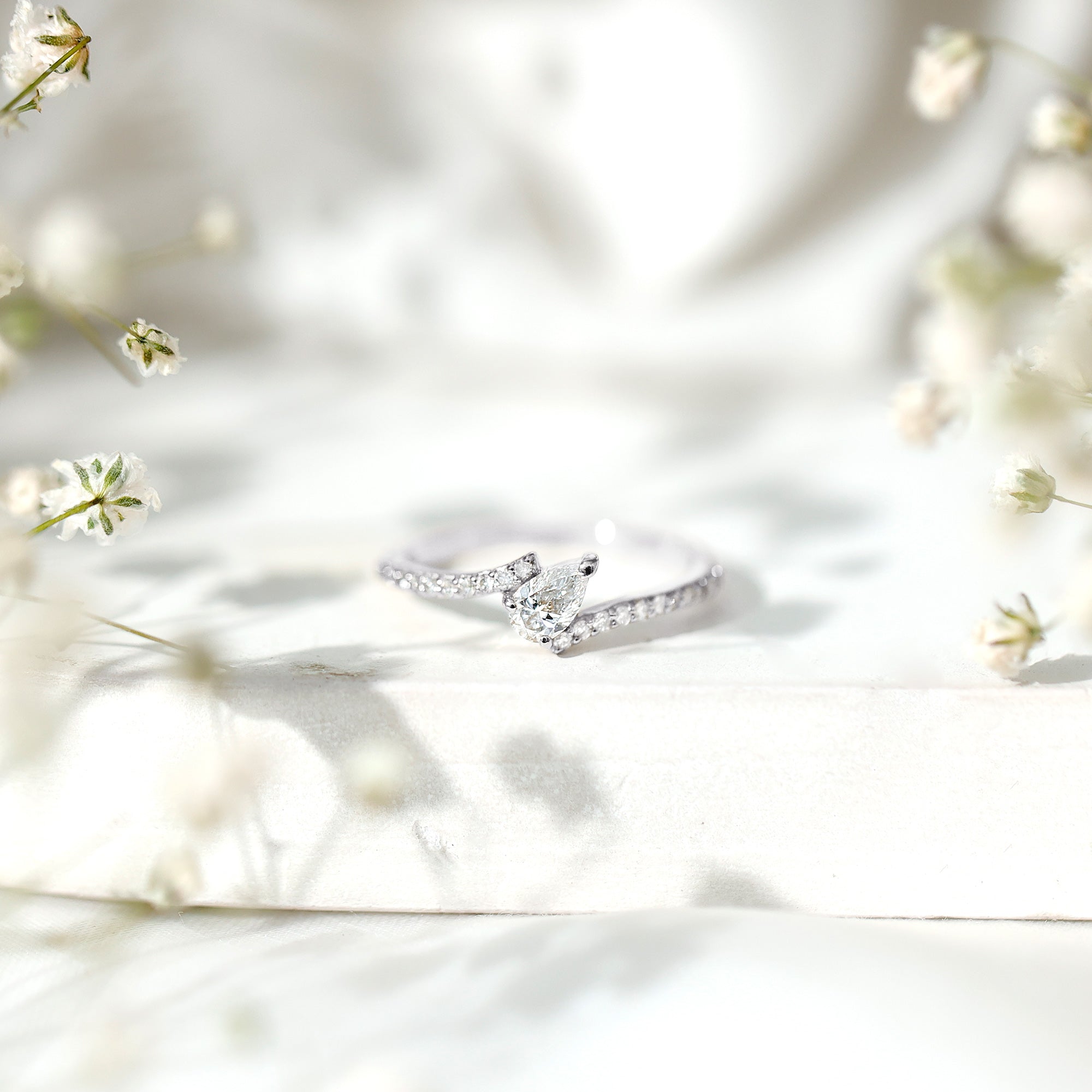 Certified Natural Diamond Promise Ring with Bypass Shank Natural - ( HI-SI ) - Rosec Jewels